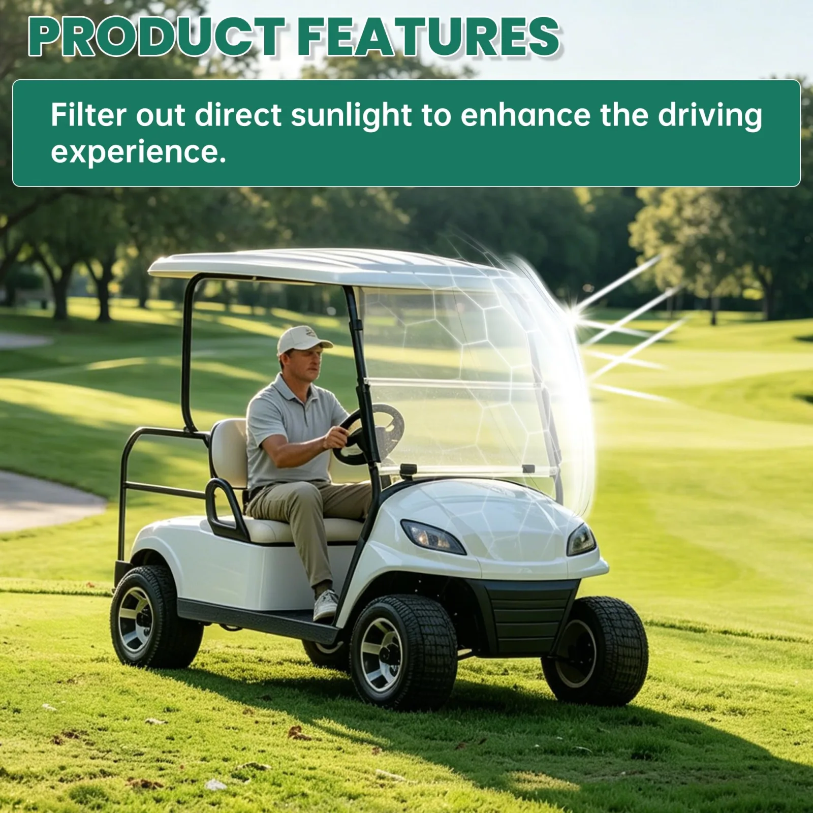 ECOTRIC Tinted Folding Windshield for E-Z-GO TXT/Medalist image 4