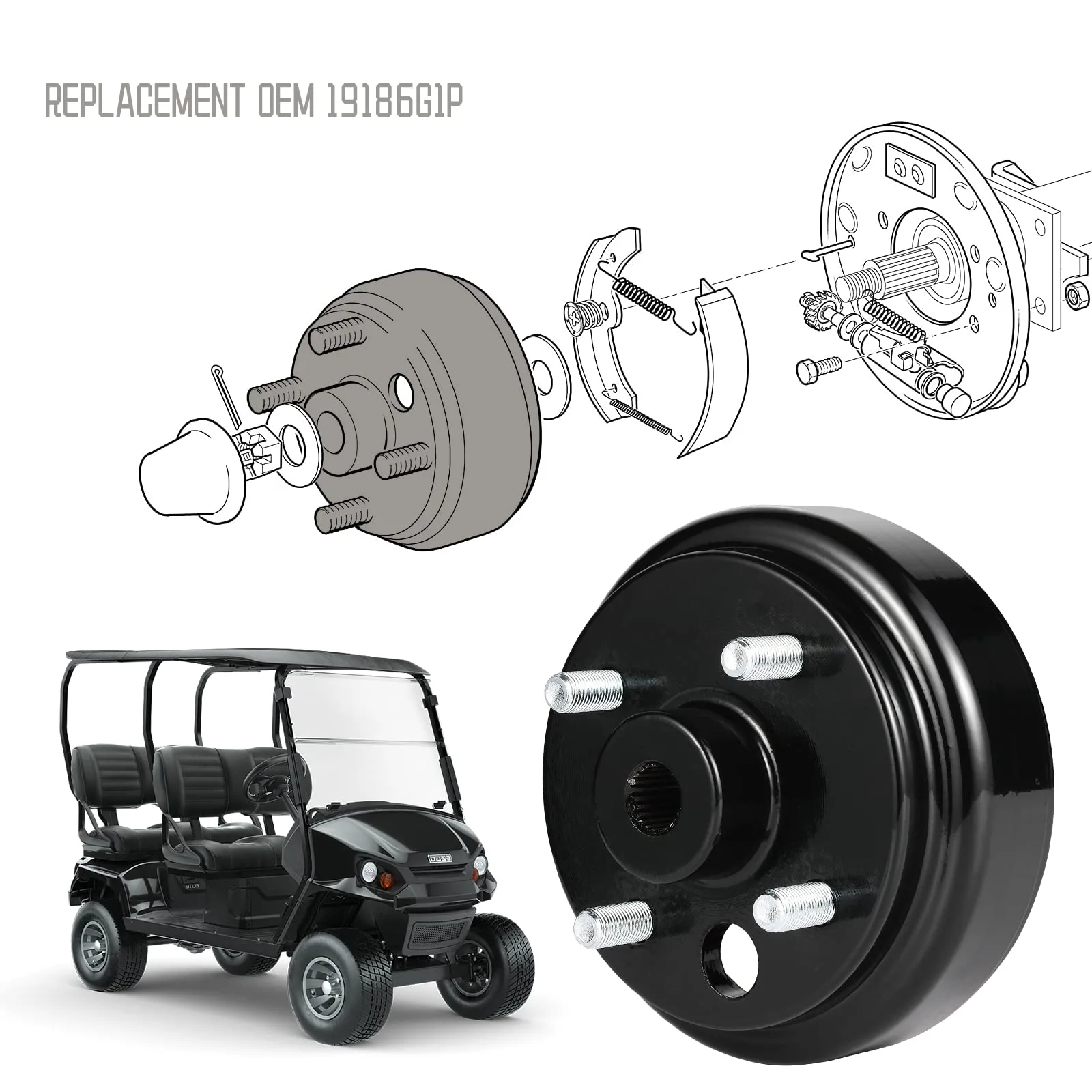 XUANYUDG0769 Brake Drum Hub for E-Z-GO TXT PDS image 3