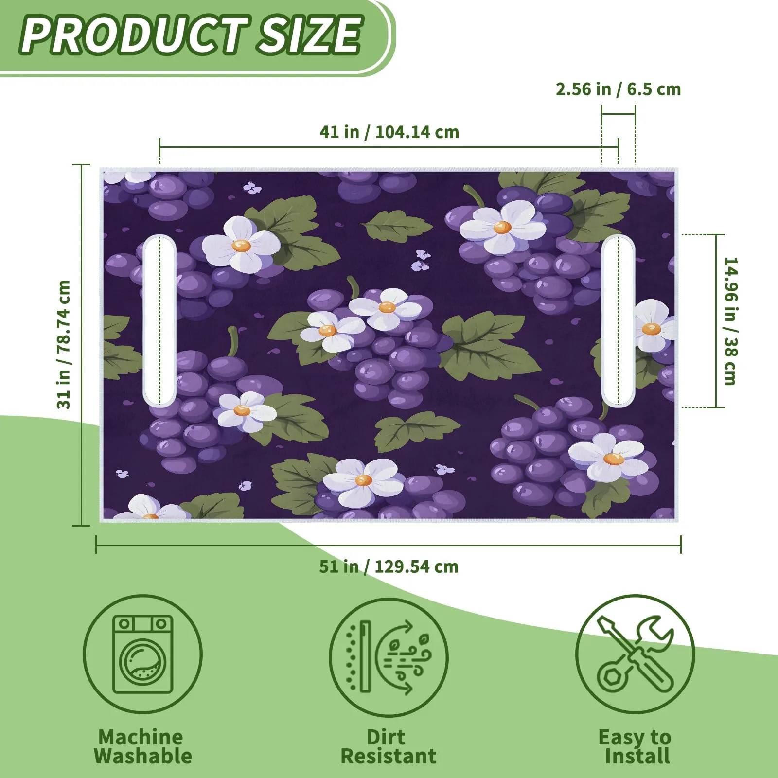 Tiveruda Lovely Grapes Golf Cart Seat Cover, 51 x 31 in image 2