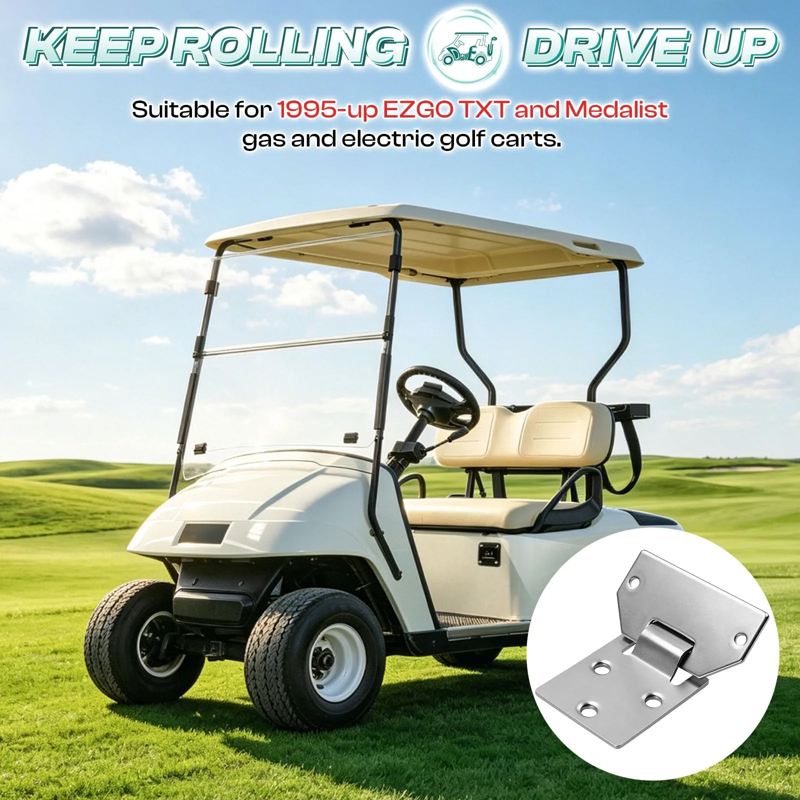 DRIVE UP Seat Hinge Plate Set for E-Z-GO TXT/Medalist image 2