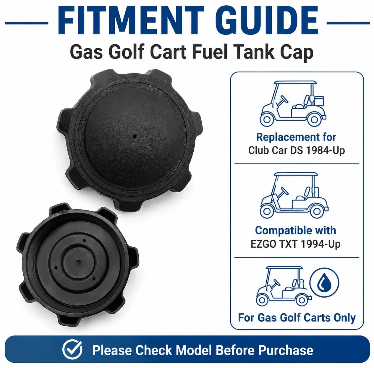 Hoypeyfiy CH1708 Fuel Tank Cap for Club Car DS and EZGO TXT image 3