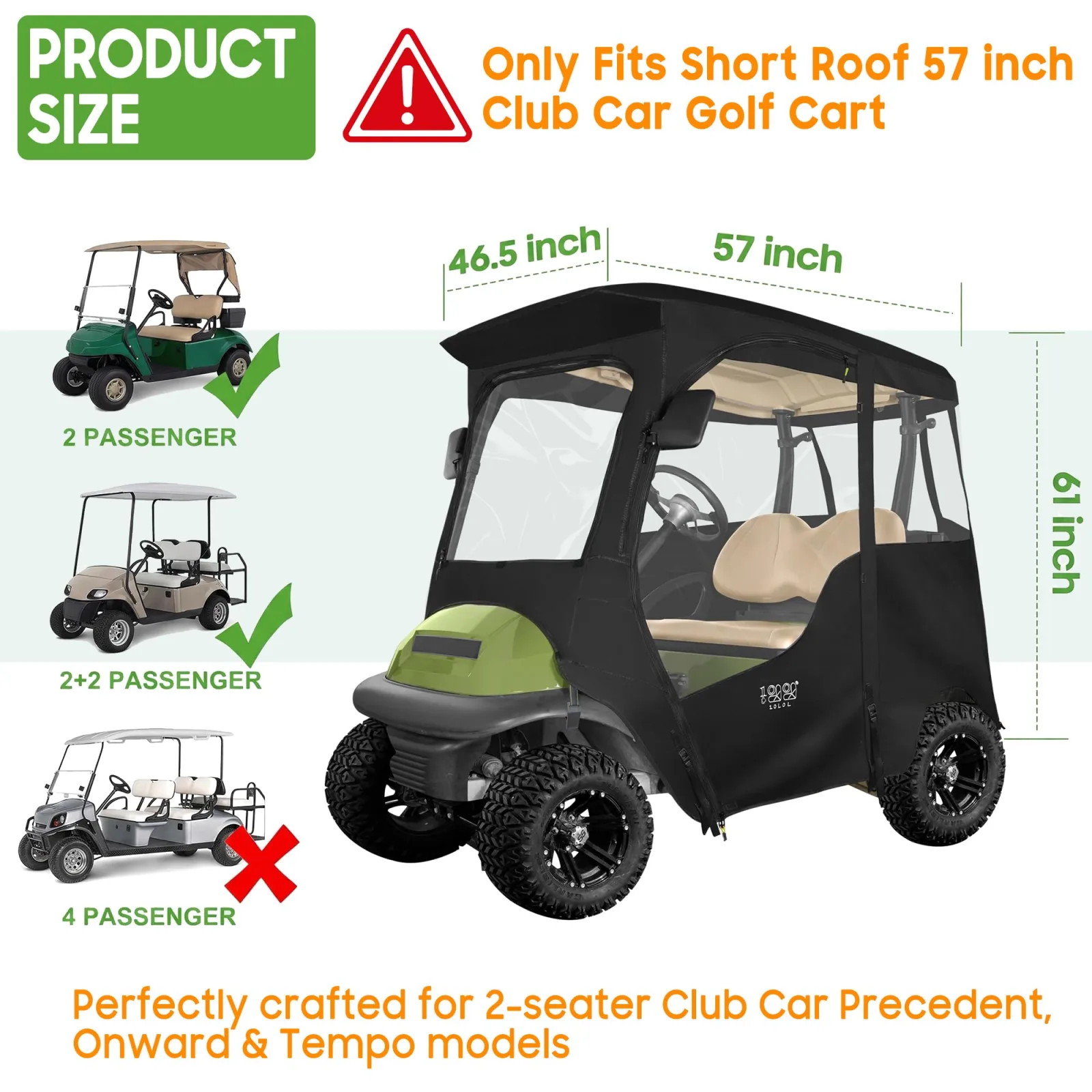 10L0L Enclosure for 2-Passenger Club Car Precedent image 3