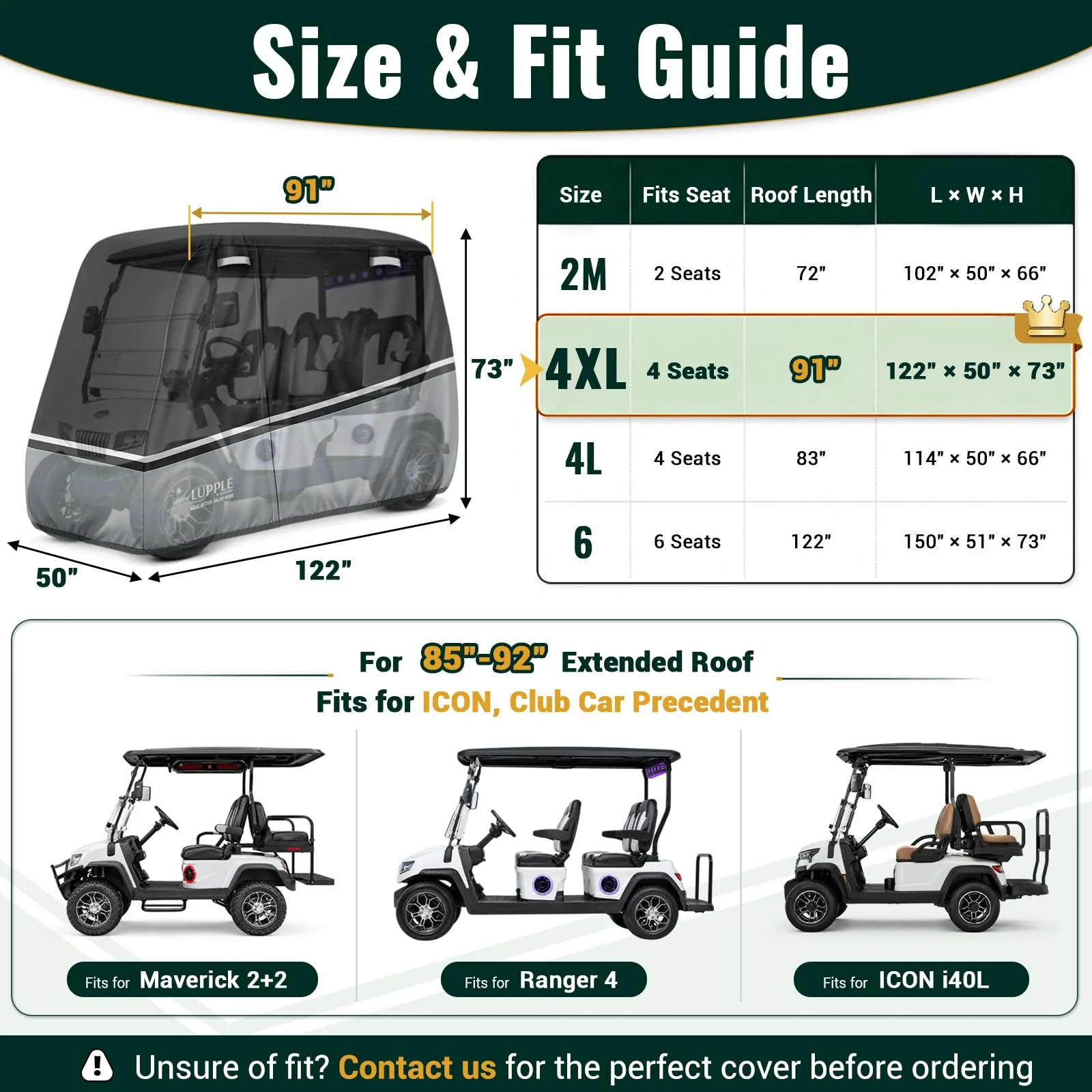 LUPPLE YQ-Cover-4XL 4-Passenger Golf Cart Cover image 2