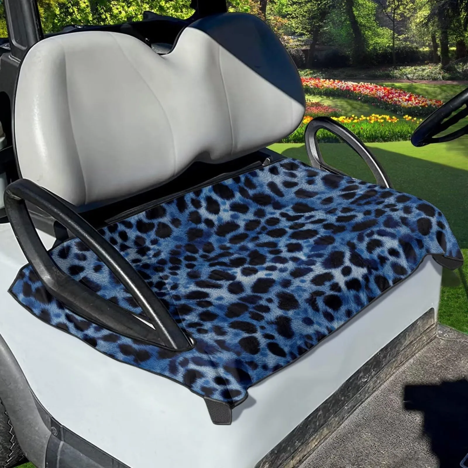 FUIALDOLG Golf Cart Seat Cover 50 x 30.9 in — Blue Leopard Stripe