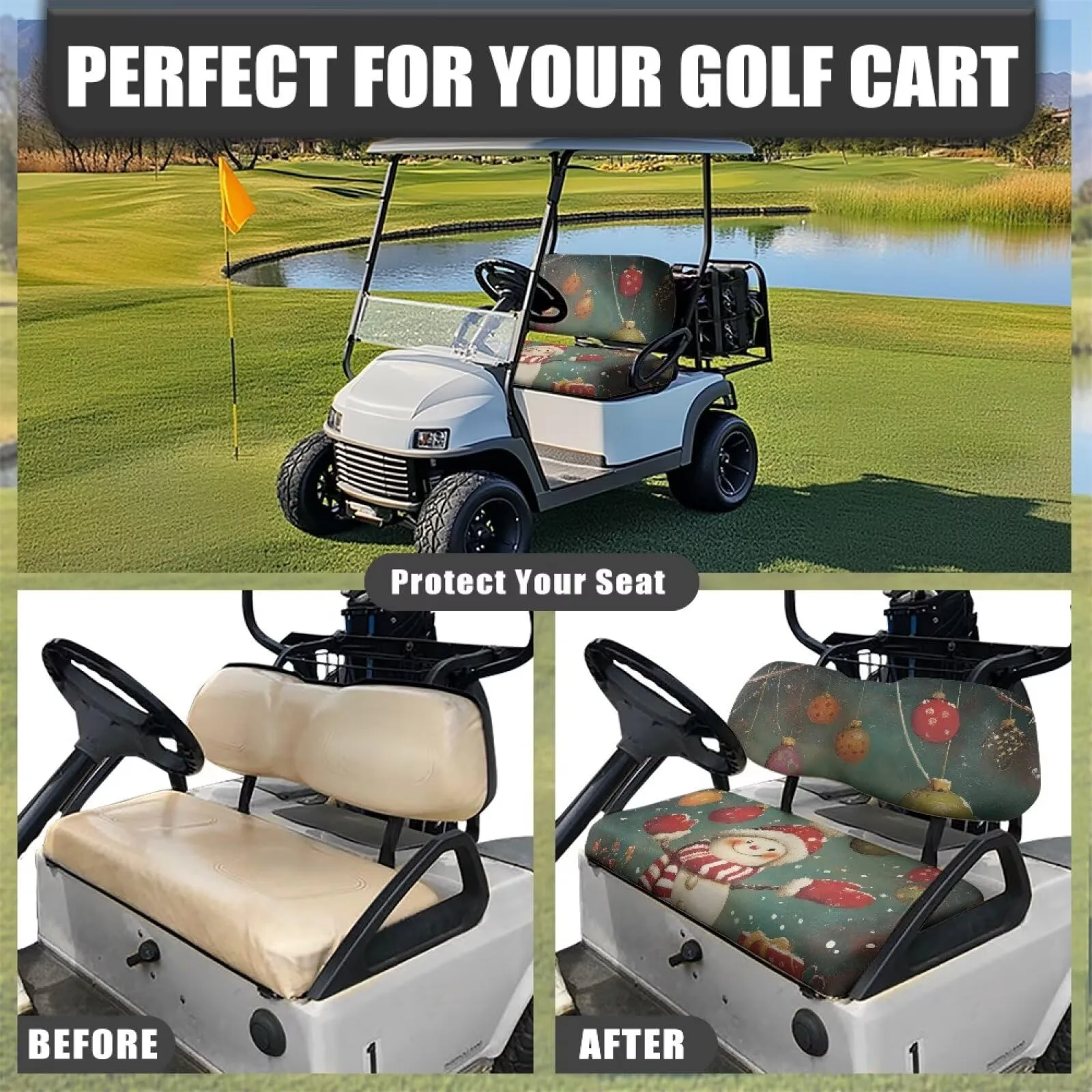 Quidrwyo Snowman Golf Cart Seat Covers for Club Car image 4