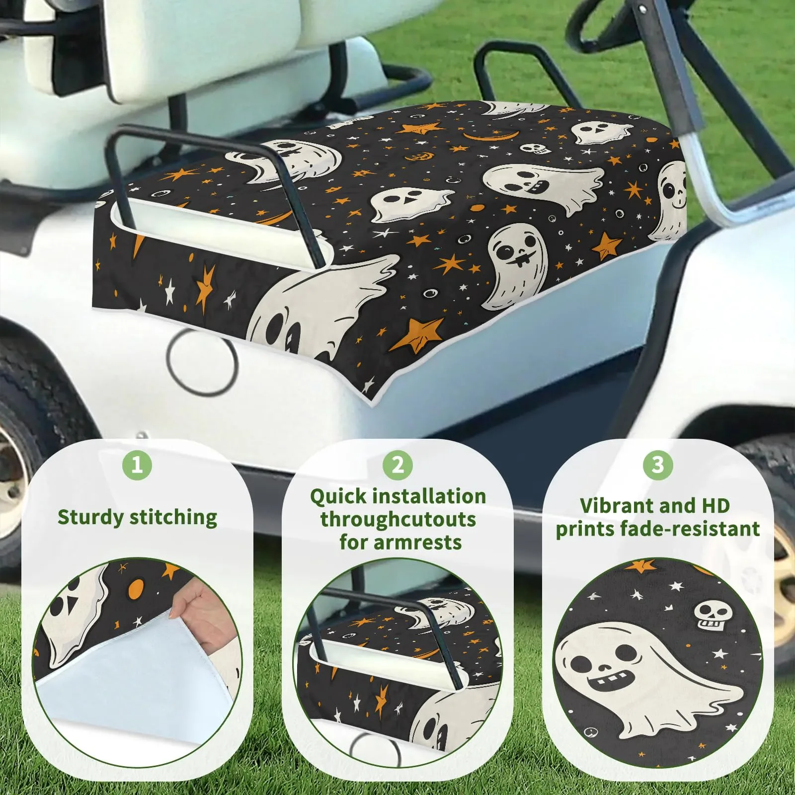 Tiveruda Halloween Ghost Moonlight Golf Cart Seat Cover image 3