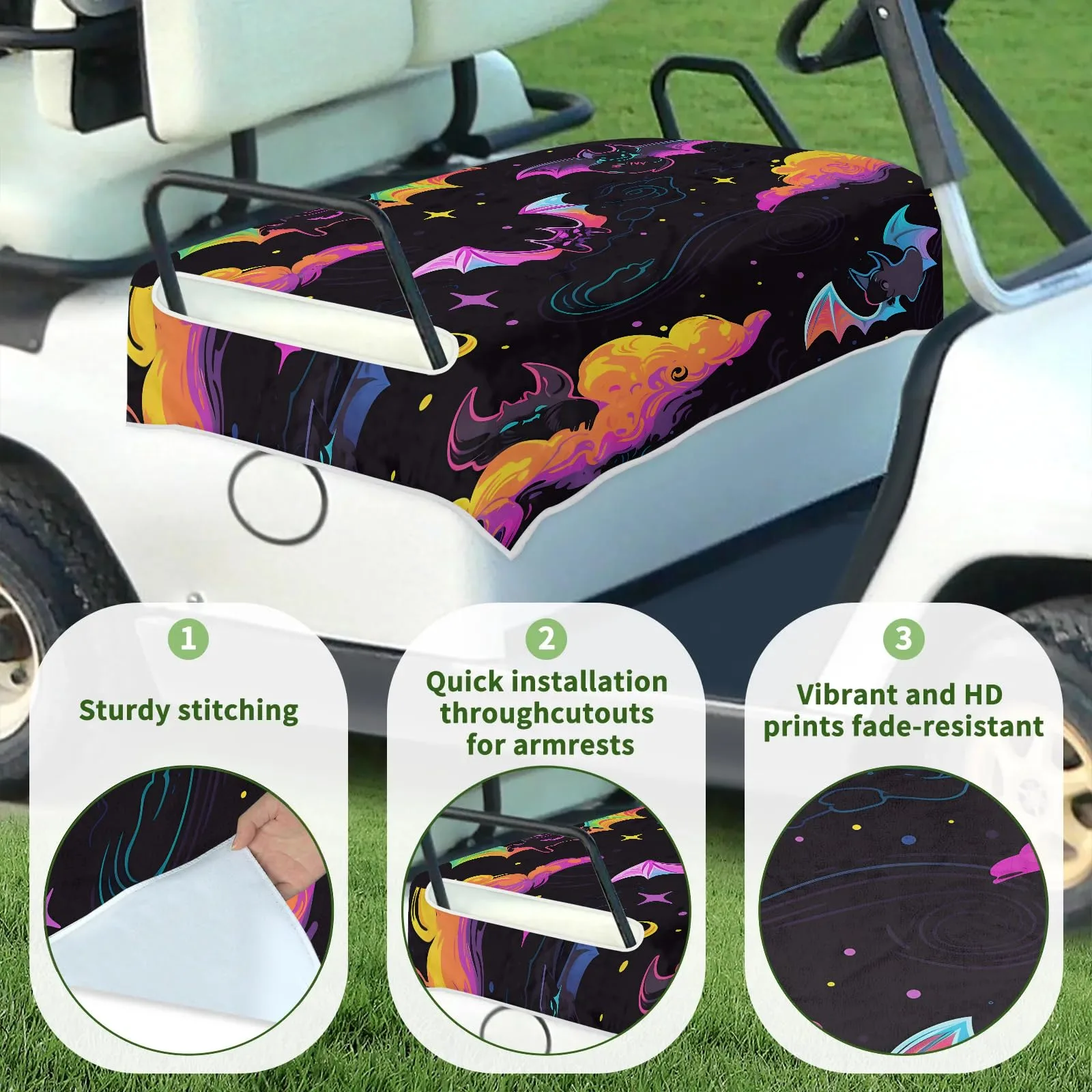 Tiveruda Bat Golf Cart Seat Cover for Double Seats image 3