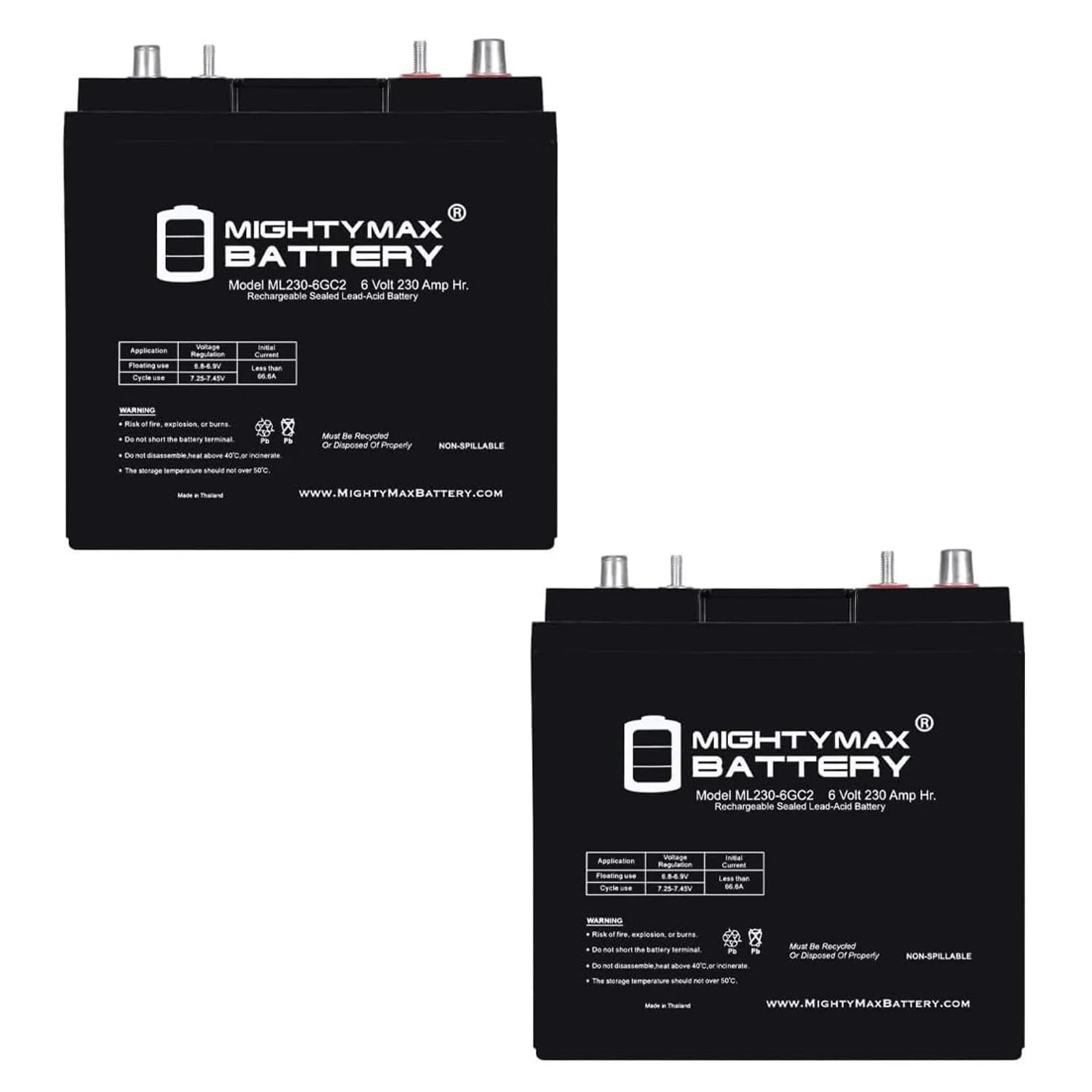 Mighty Max 6V 230Ah Golf Cart Battery 2-Pack