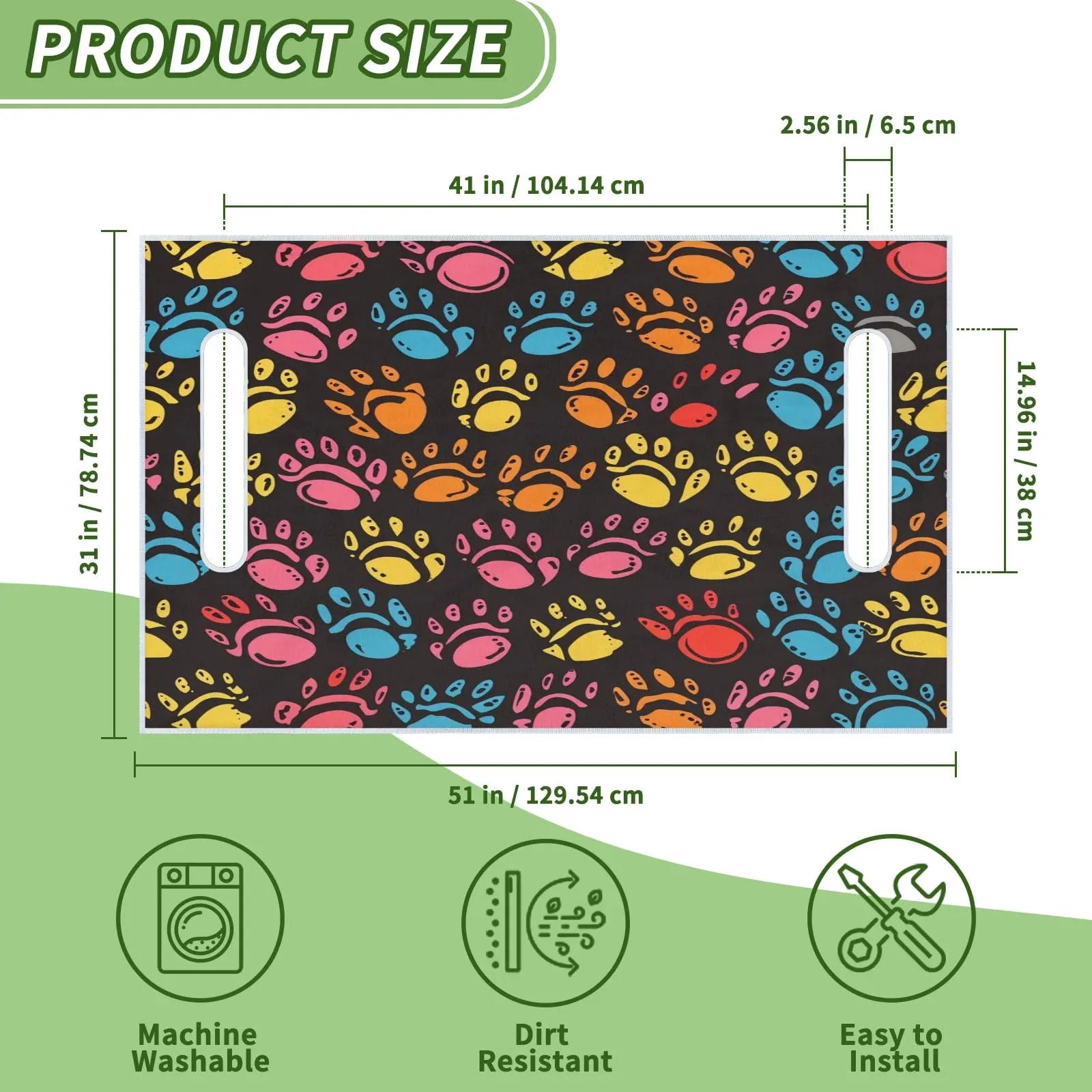 Tiveruda Cat Paw Golf Cart Seat Cover, 51 x 31 in image 2