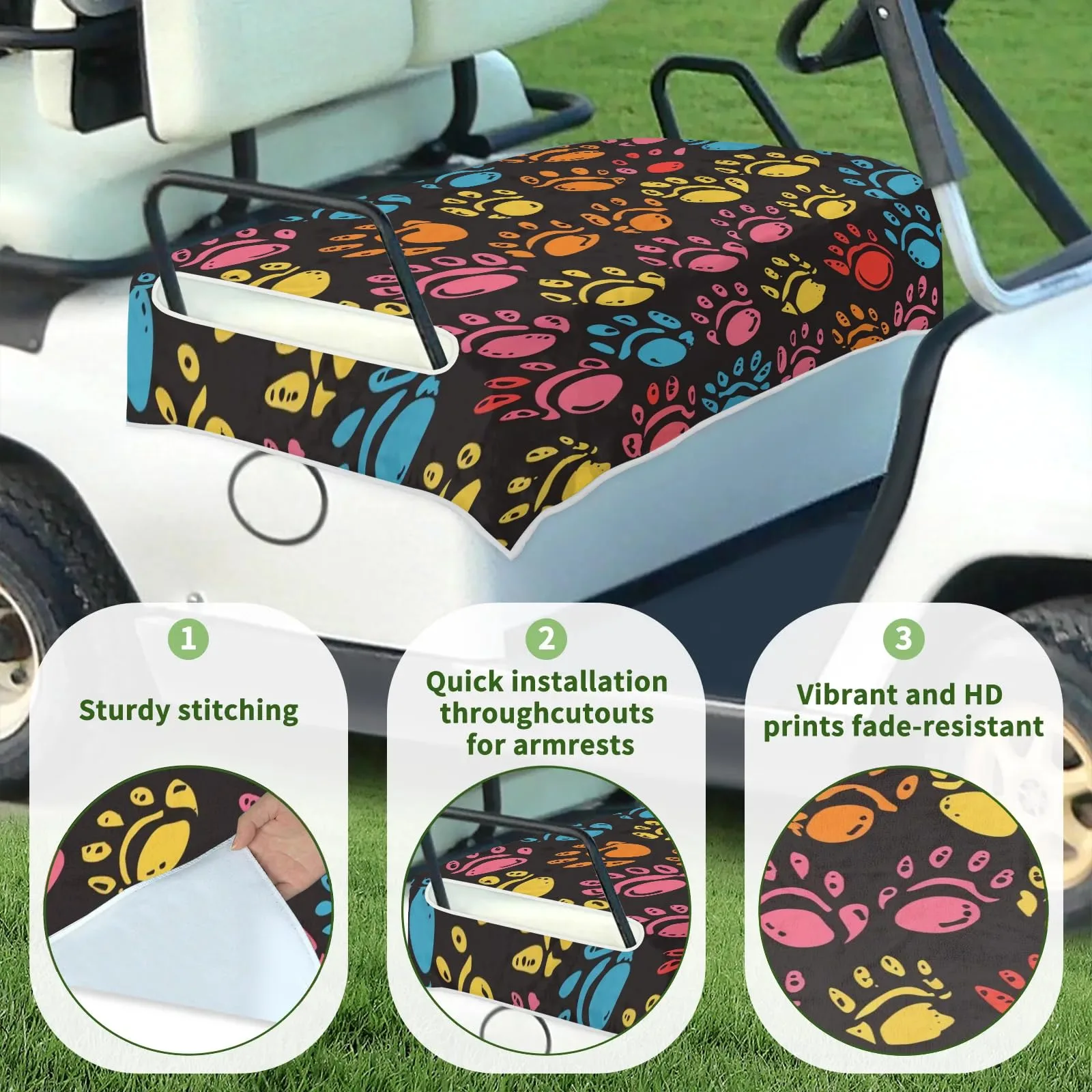 Tiveruda Cat Paw Golf Cart Seat Cover, 51 x 31 in image 3