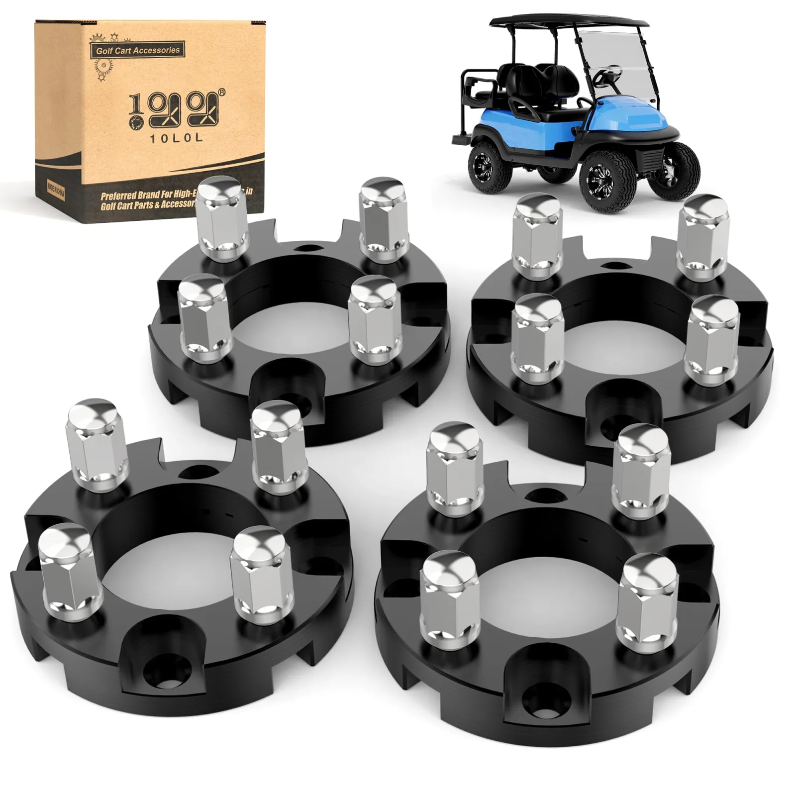 10L0L ACC-Y189-G 1" Golf Cart Wheel Spacer Kit — 4x4" Bolt Pattern
