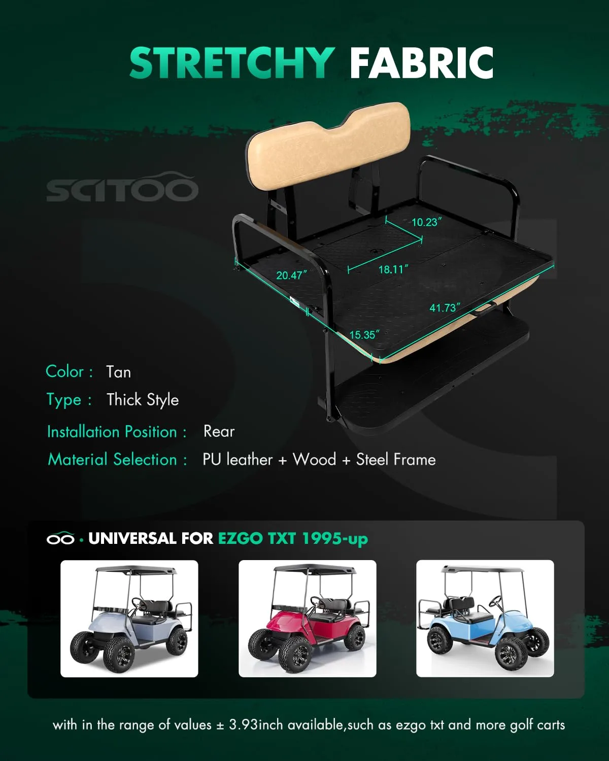 SCITOO Rear Seat Kit for E-Z-GO TXT 1995-Up image 2