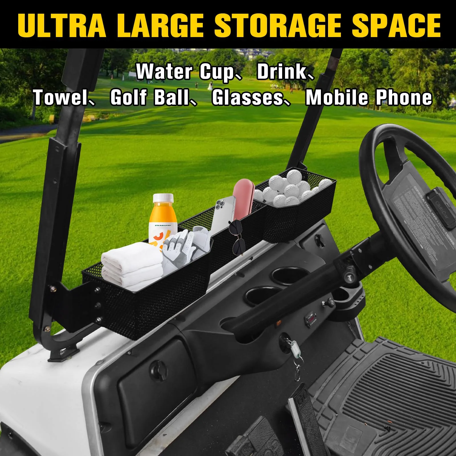 HSUTVXPRO ST083 Front Storage Basket for E-Z-GO Golf Carts image 3