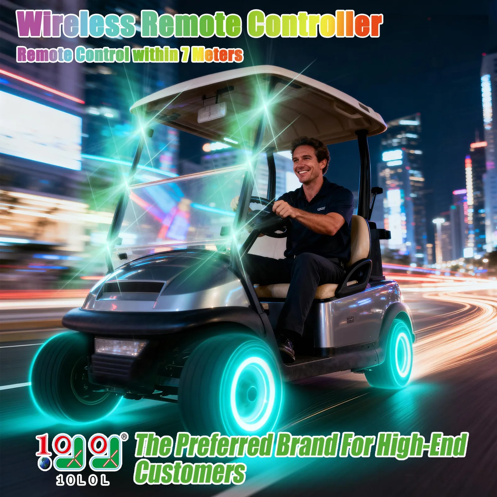 10L0L Golf Cart Rock Light Kit with 6 Wireless LED Lights image 2