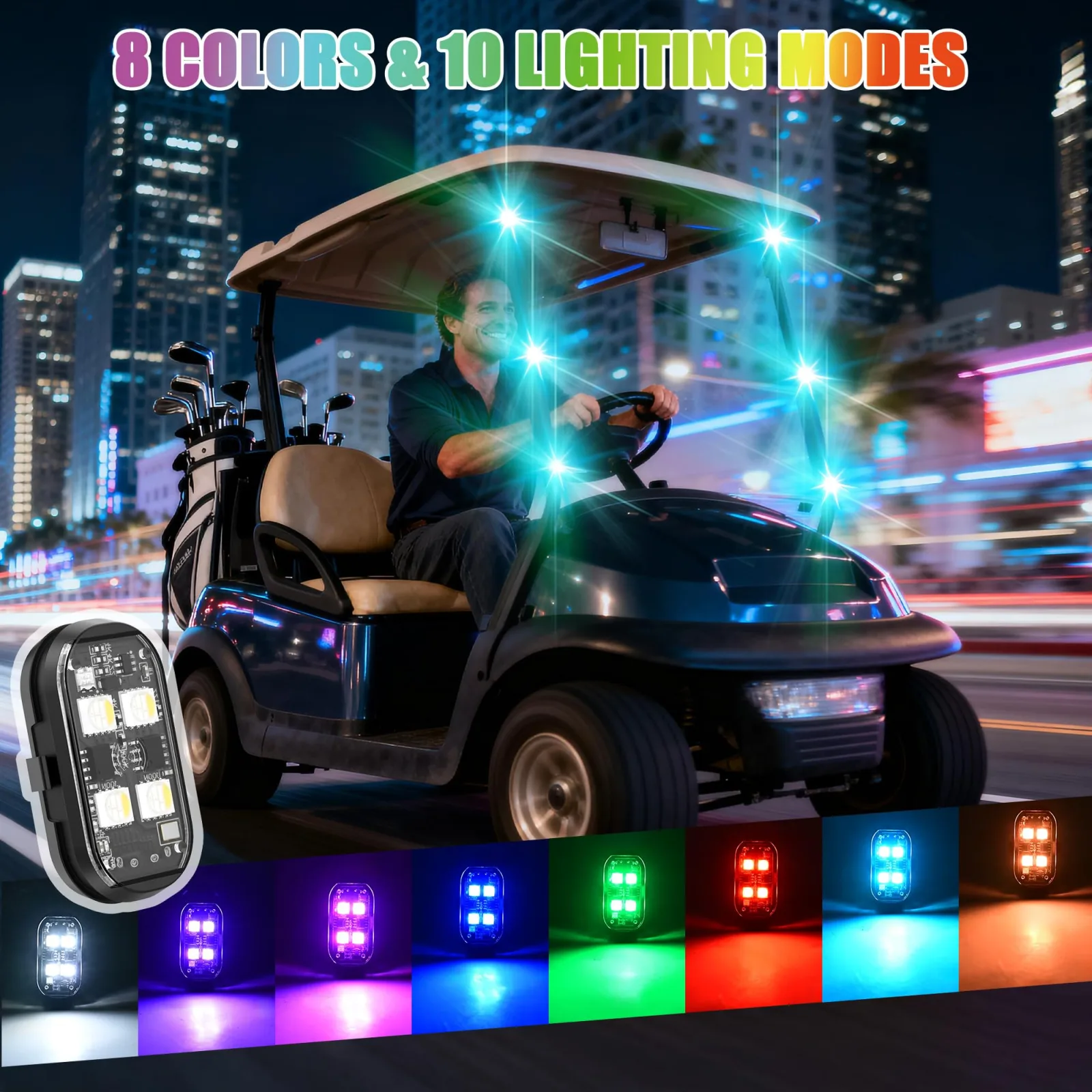 10L0L Golf Cart Rock Light Kit with 6 Wireless LED Lights image 4
