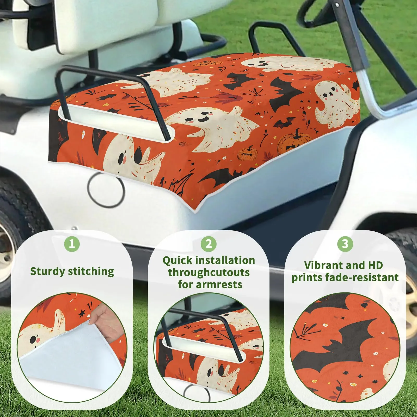 Tiveruda Halloween Ghost Golf Cart Seat Cover, 51 x 31 in image 3
