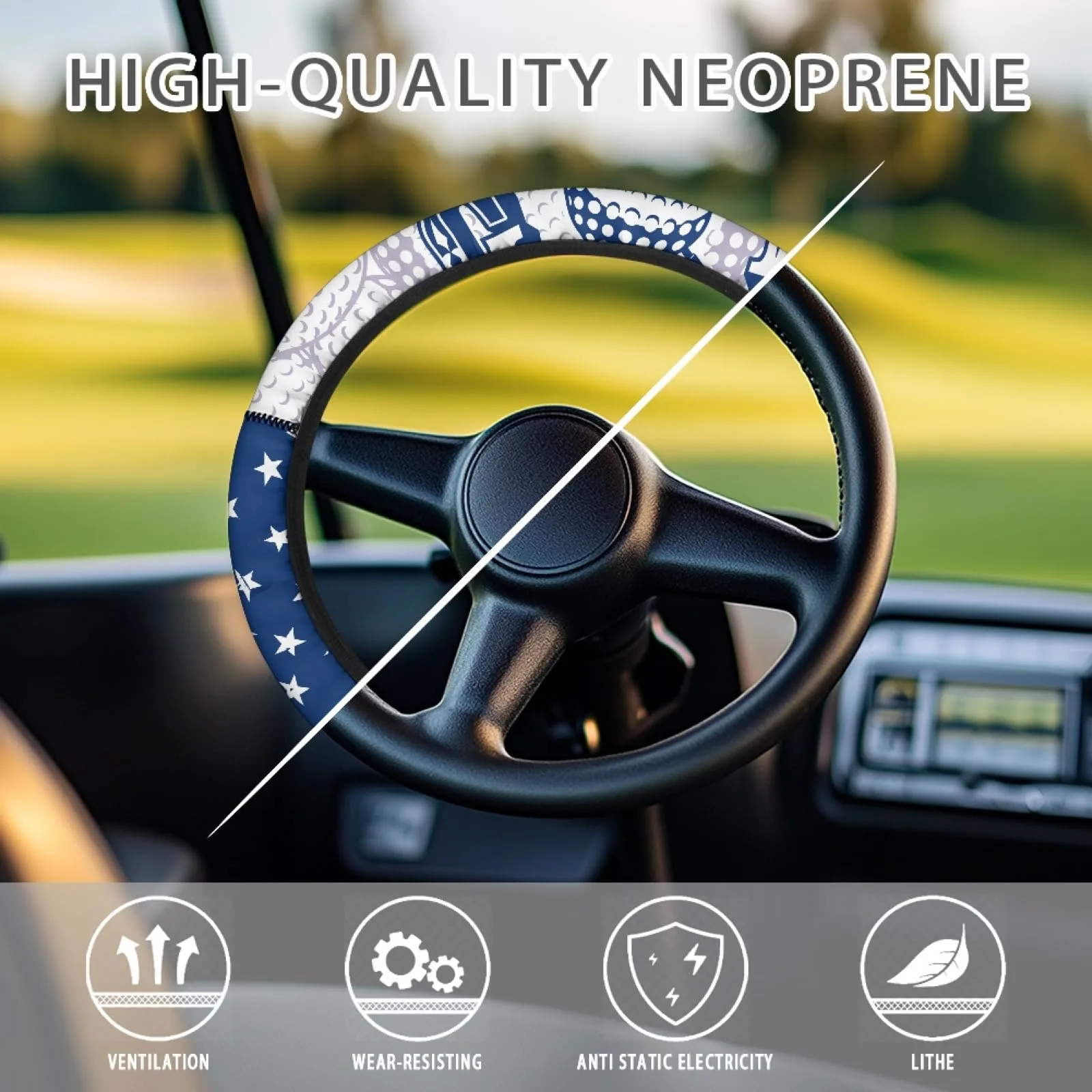 INSTANTARTS American Flag Golf Cart Steering Wheel Cover image 4