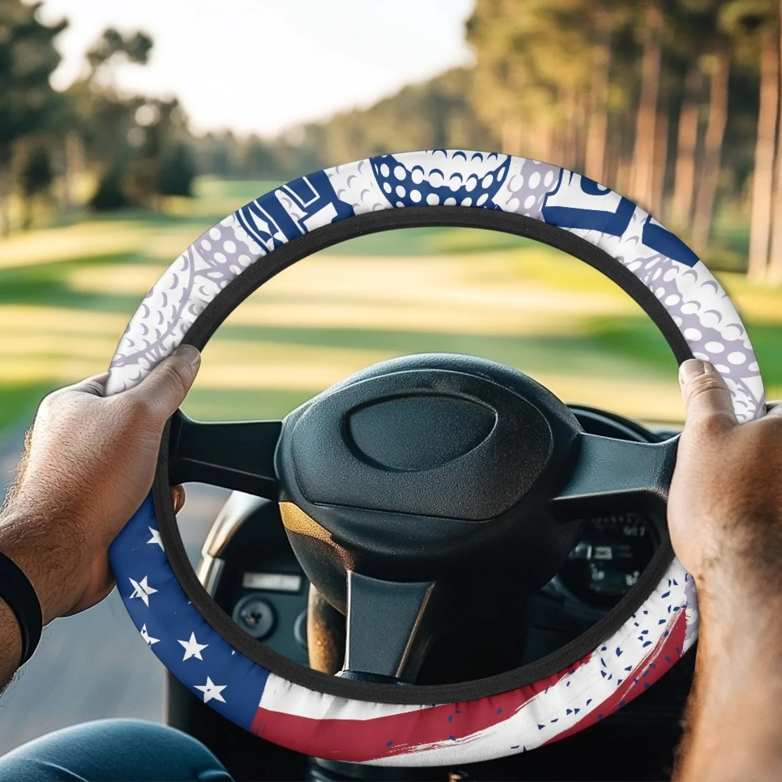 INSTANTARTS American Flag Golf Cart Steering Wheel Cover