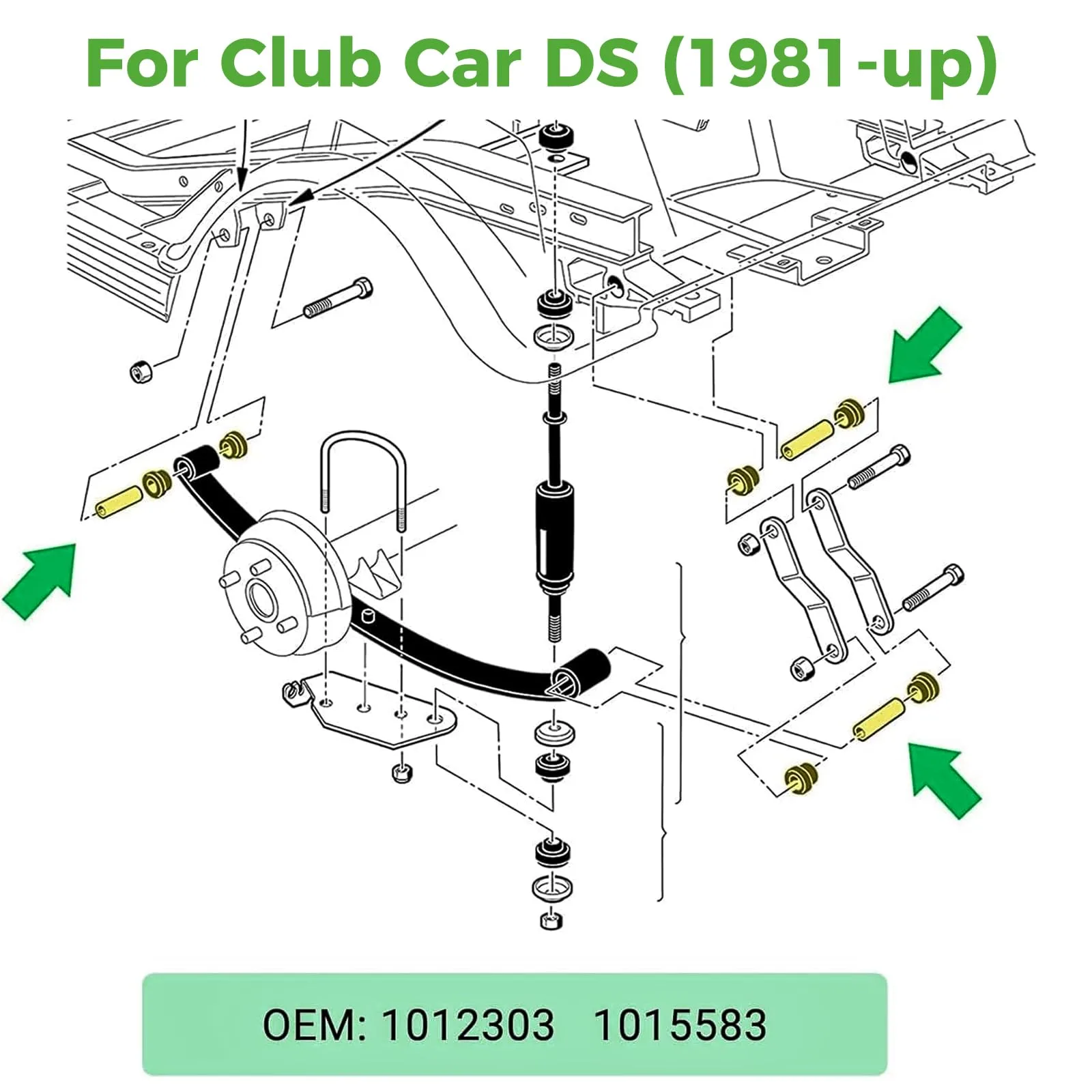 10L0L Golf Cart Spring Bushing Kit for Club Car DS and EZGO TXT image 2