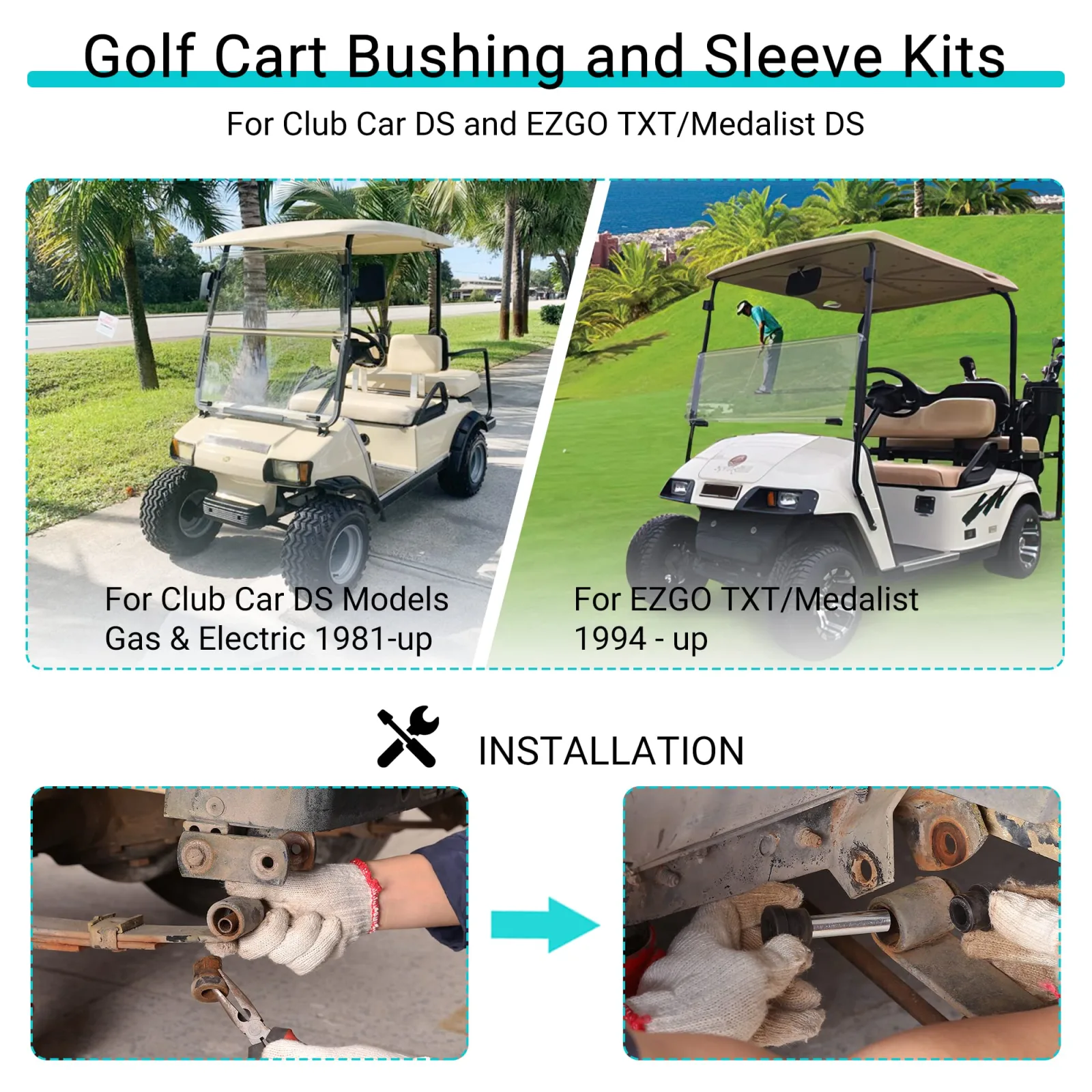 10L0L Golf Cart Spring Bushing Kit for Club Car DS and EZGO TXT image 4