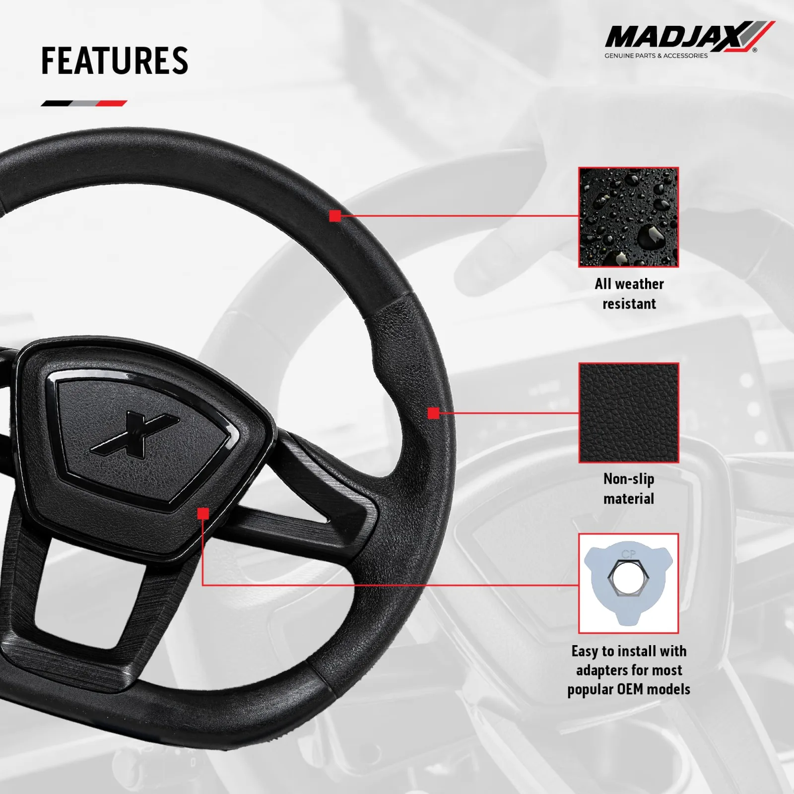 MADJAX Cruise 14-Inch Golf Cart Steering Wheel 06-157 image 4