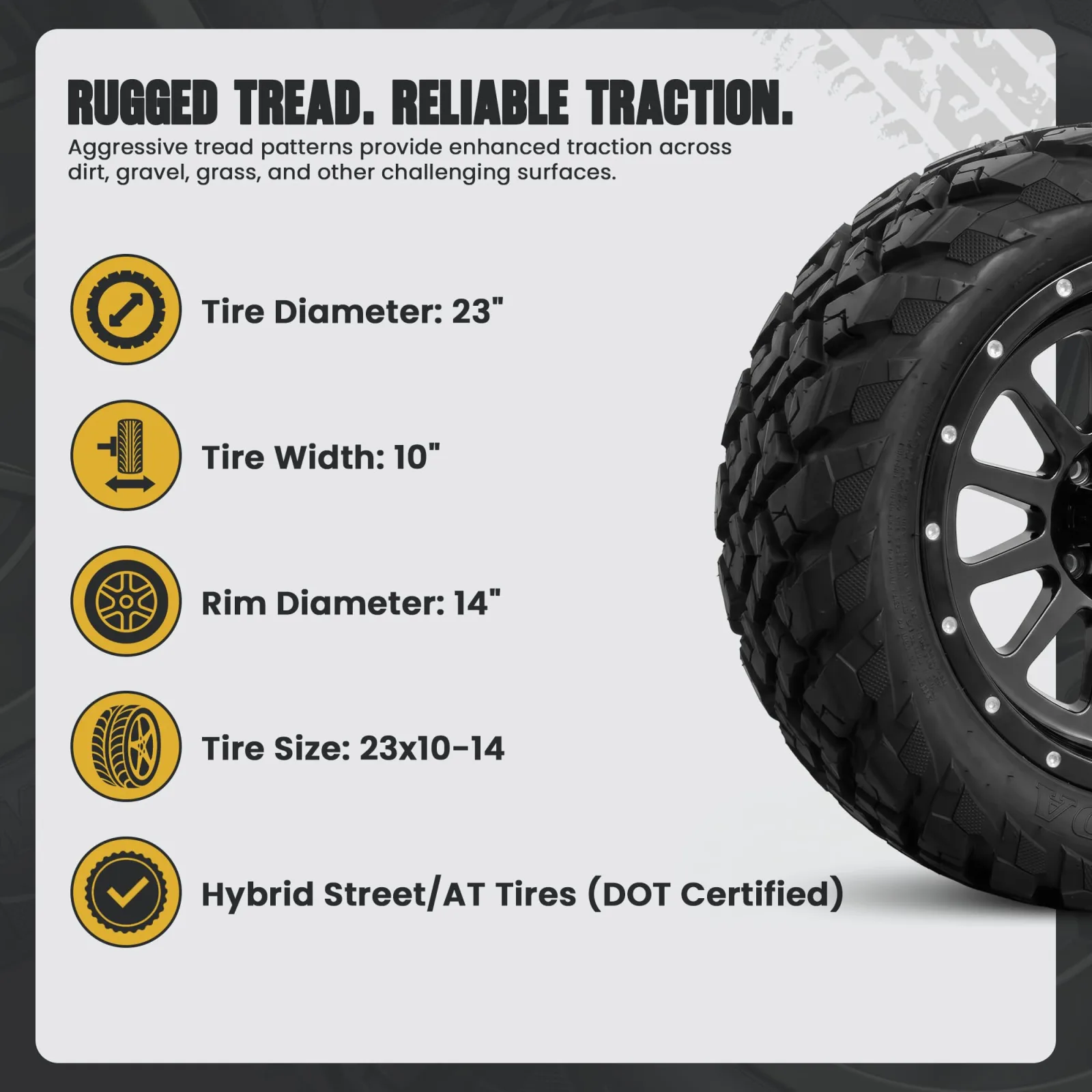 Huskey 14-Inch Golf Cart Wheels with 23x10-14 Tires image 4