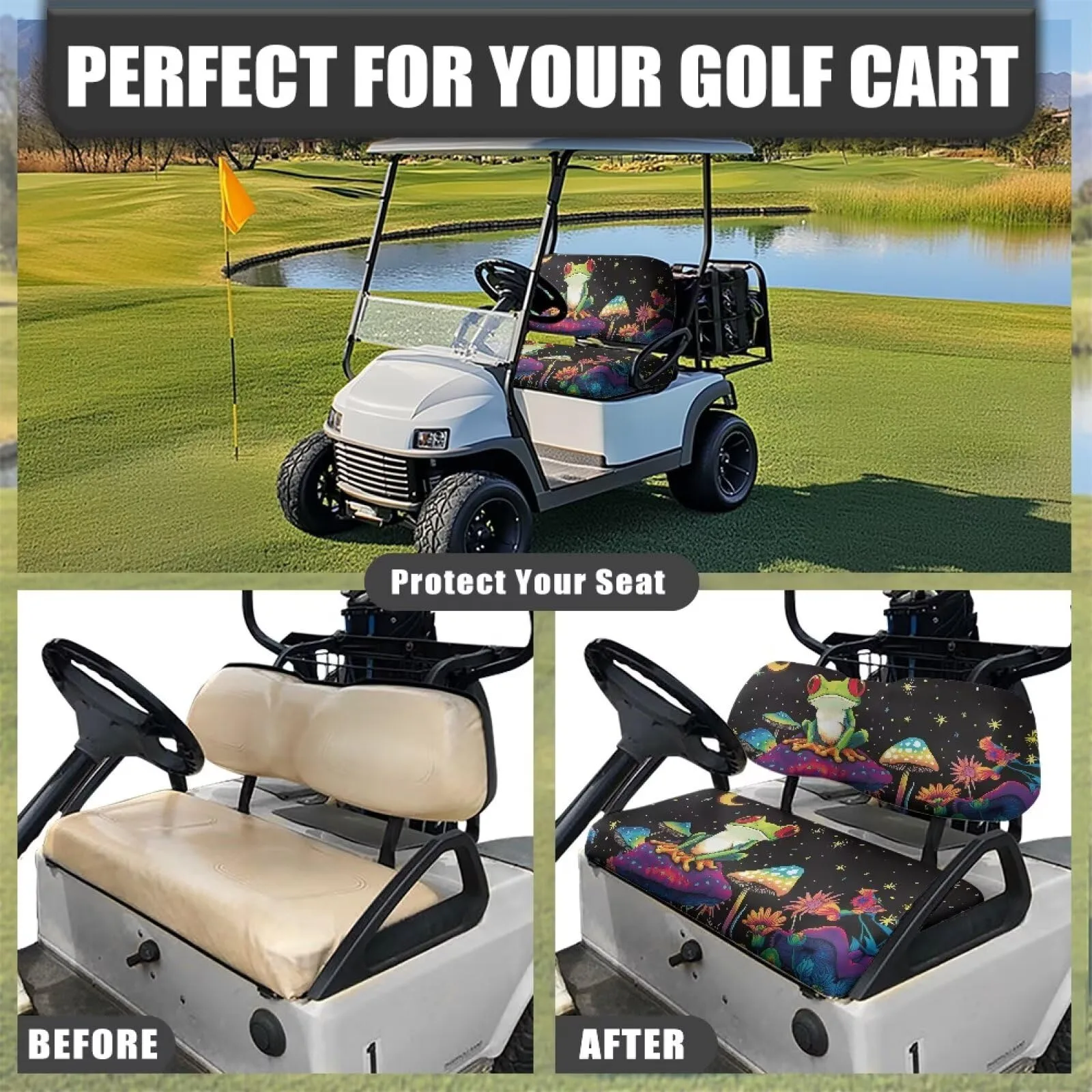 Quidrwyo Frog Mushroom Golf Cart Seat Covers for Club Car image 4
