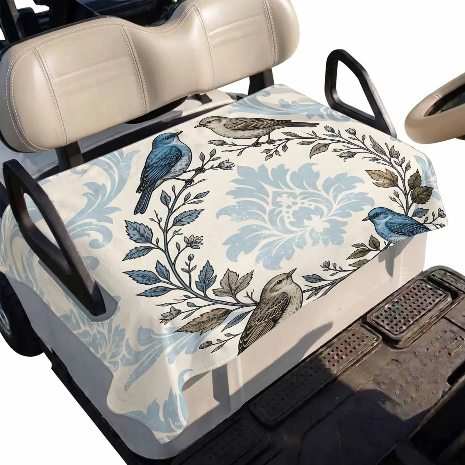 DecorLovee Blue Floral Golf Cart Seat Cover 51 x 31 Inches