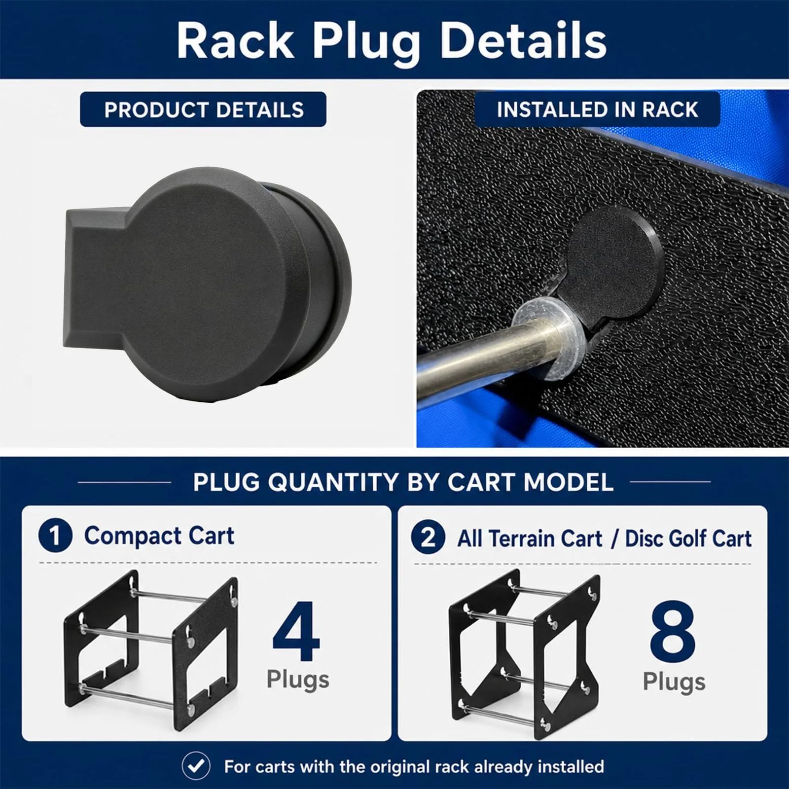 Generic Rack Plugs for Zuca Compact and Disc Golf Carts image 3