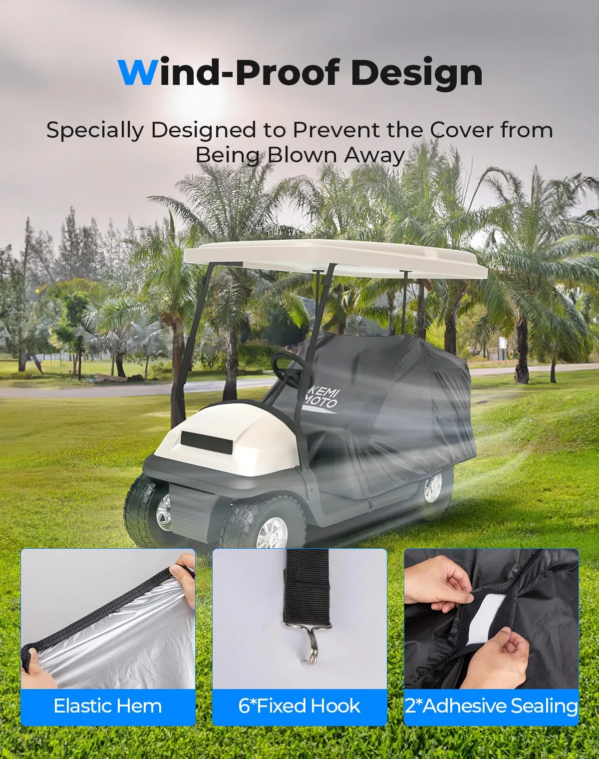 KEMIMOTO 2+2 Golf Cart Seat Cover B1403-00001-BK image 2
