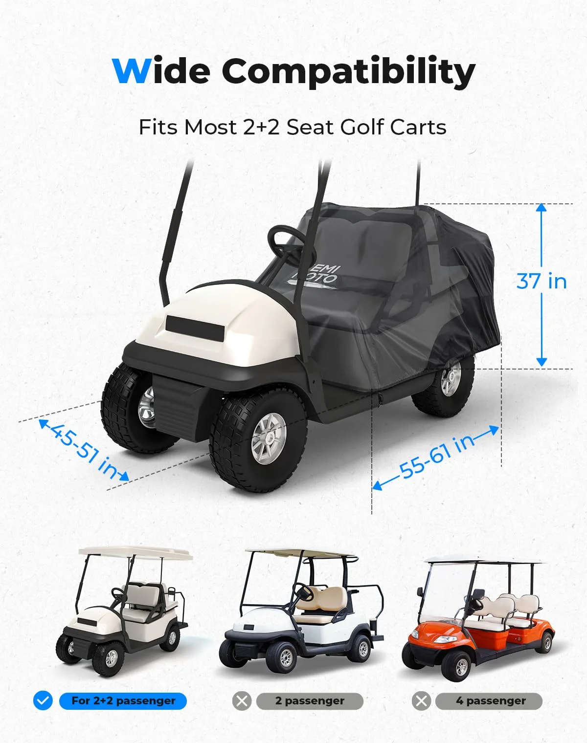 KEMIMOTO 2+2 Golf Cart Seat Cover B1403-00001-BK image 4