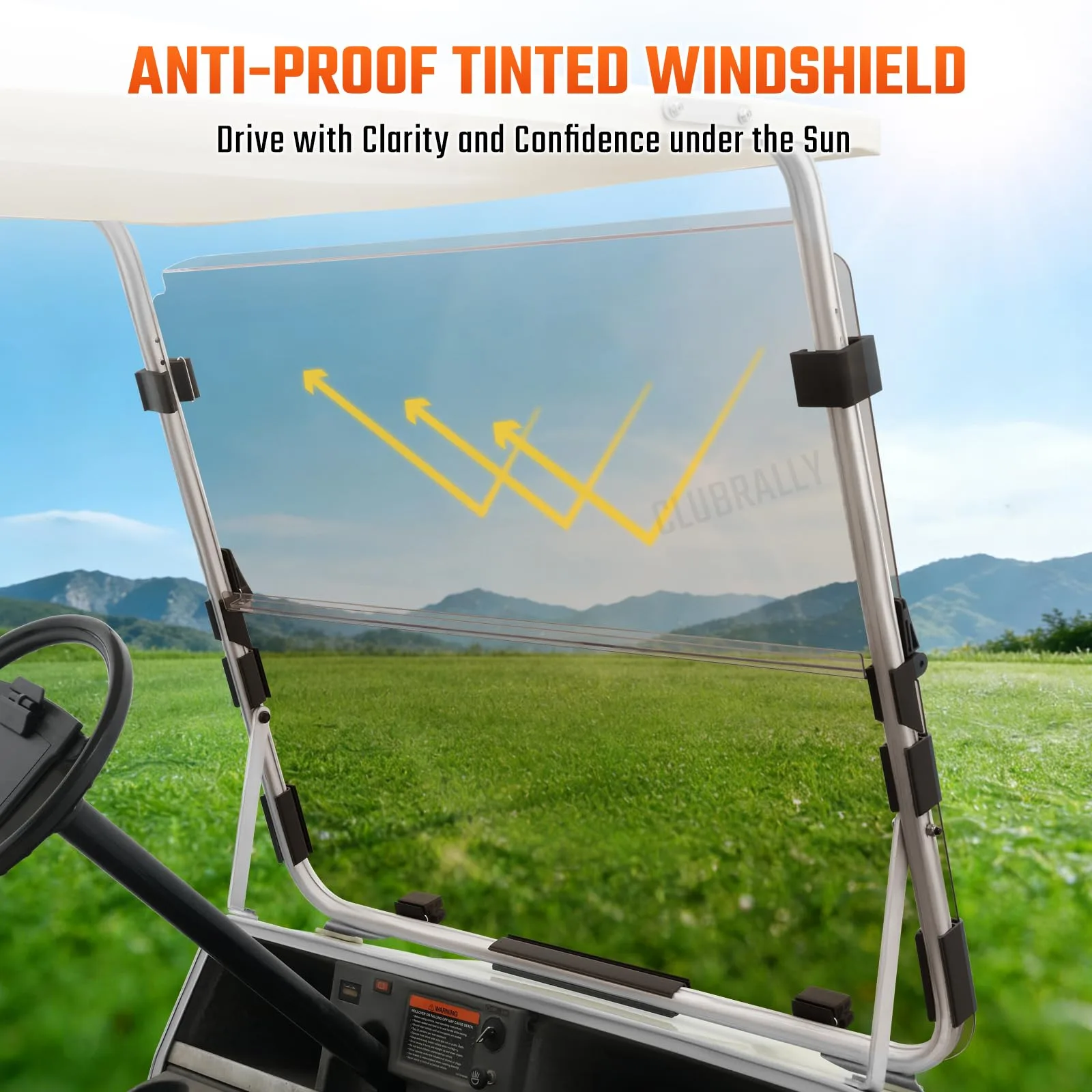 CLUBRALLY Folding Windshield for Club Car DS, CB-202 image 2