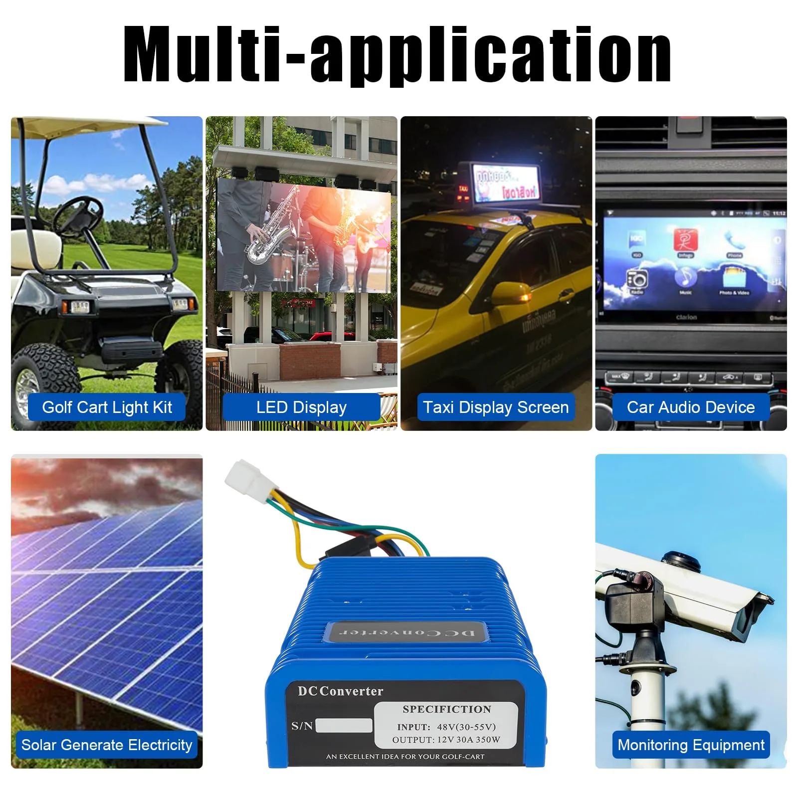 AUTOBABA 48V-to-12V DC-DC Converter 350W (12V 30A, GCVR350W) image 2