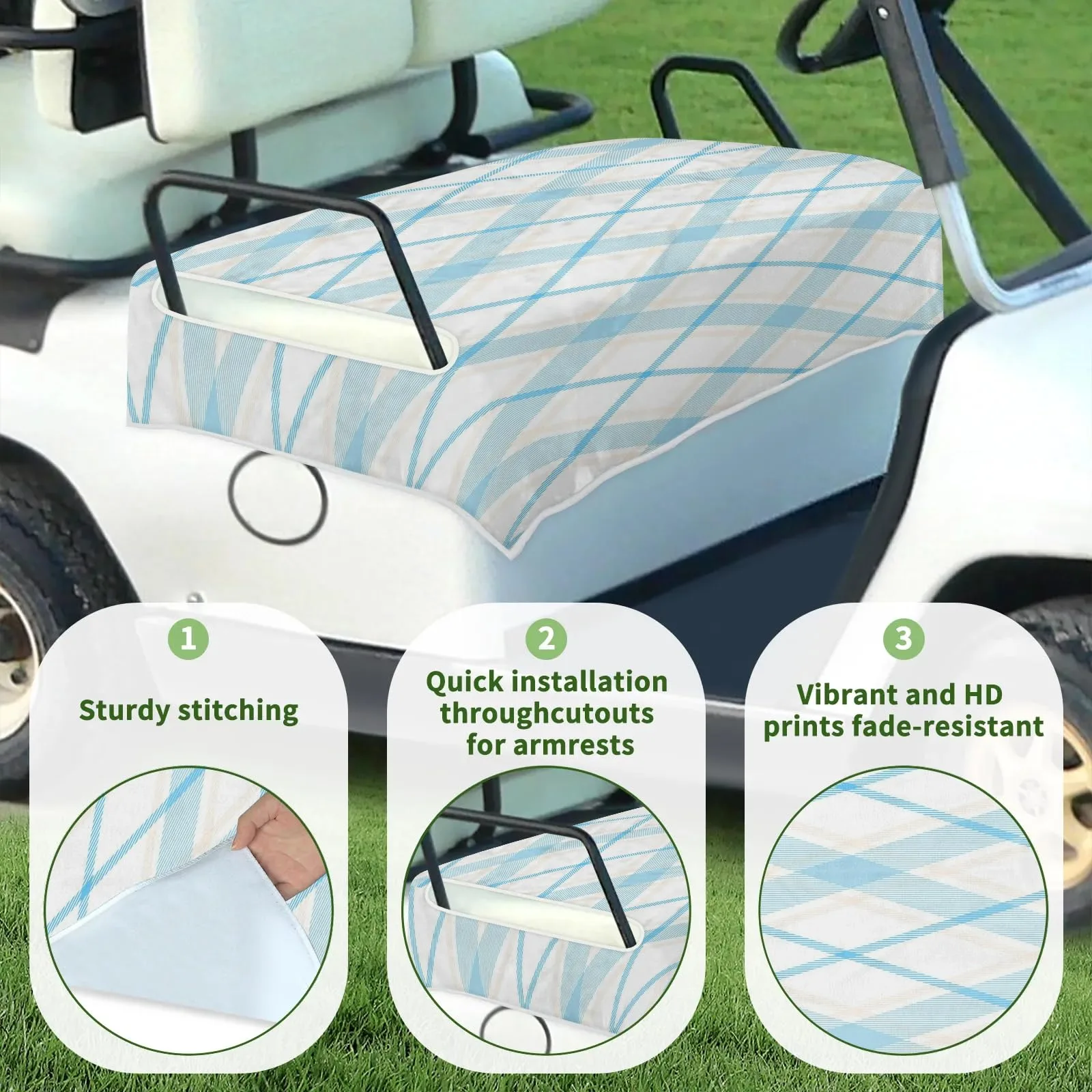 Tiveruda Plaid Golf Cart Seat Cover, 51 x 31 Inch image 3