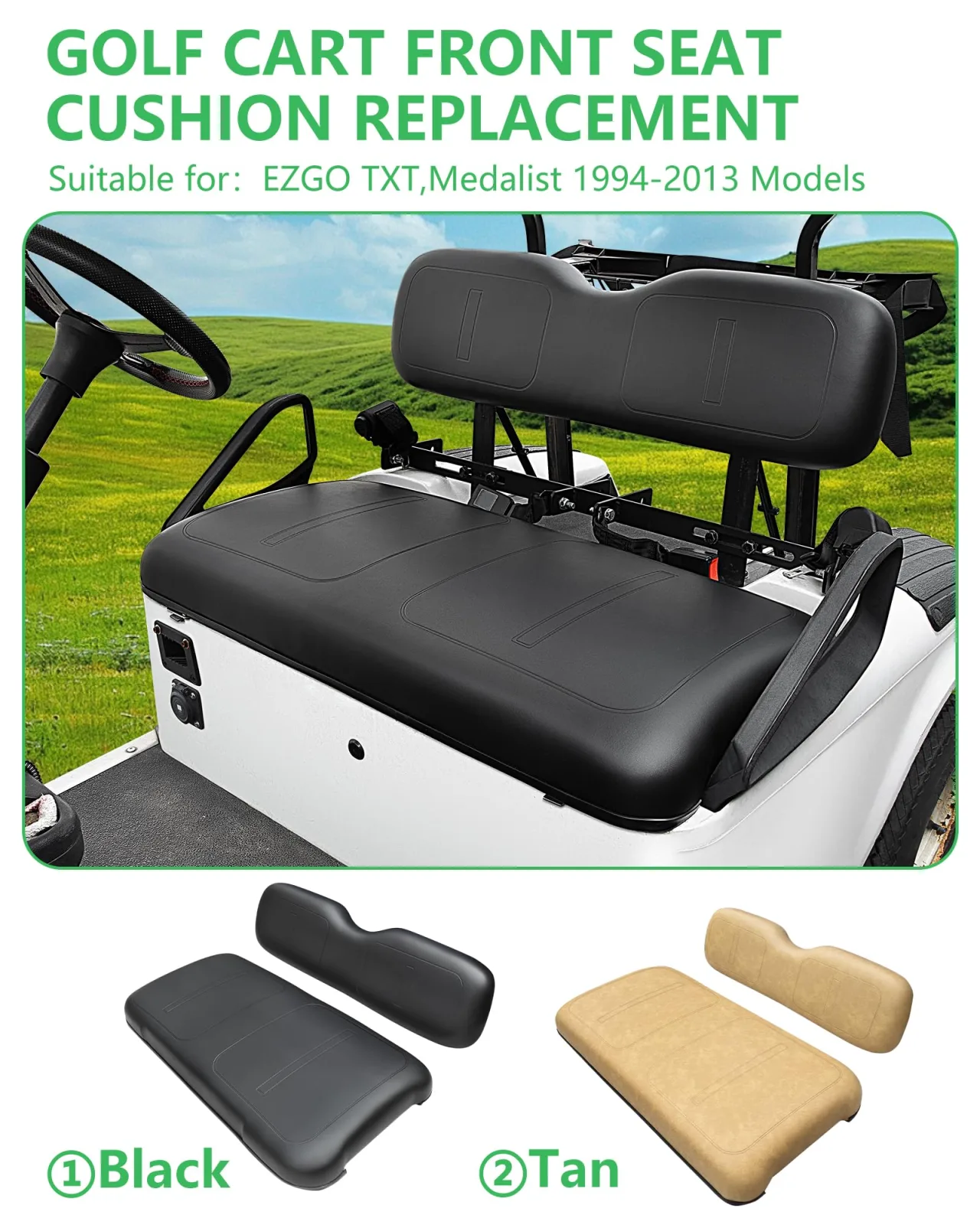 HEOHOU Golf Cart Front and Rear Seat Cushion Bundle image 2