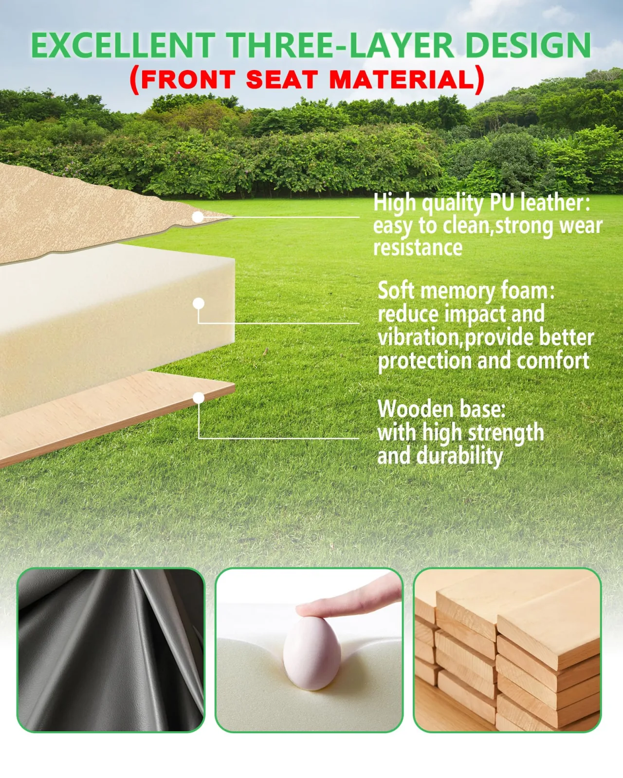 HEOHOU Golf Cart Front and Rear Seat Cushion Bundle image 3