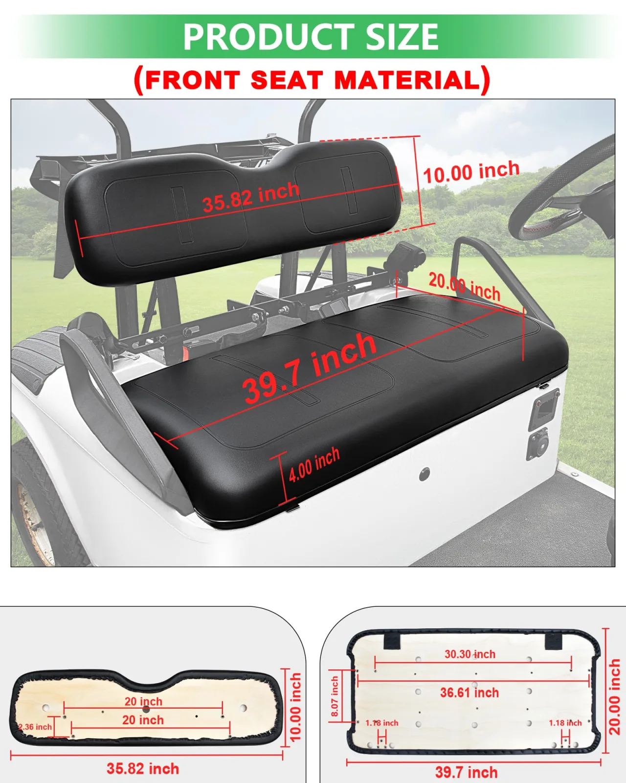 HEOHOU Golf Cart Front and Rear Seat Cushion Bundle image 4