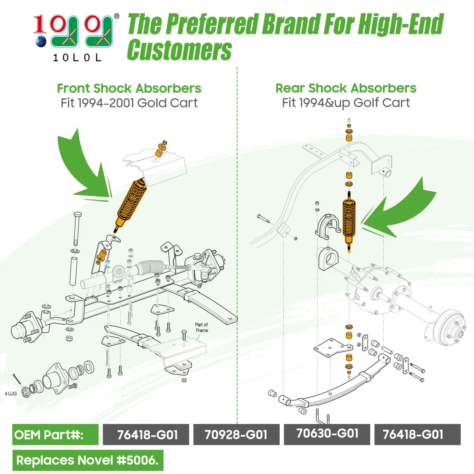 10L0L 202-B-4 Shocks for E-Z-GO TXT and Medalist image 2