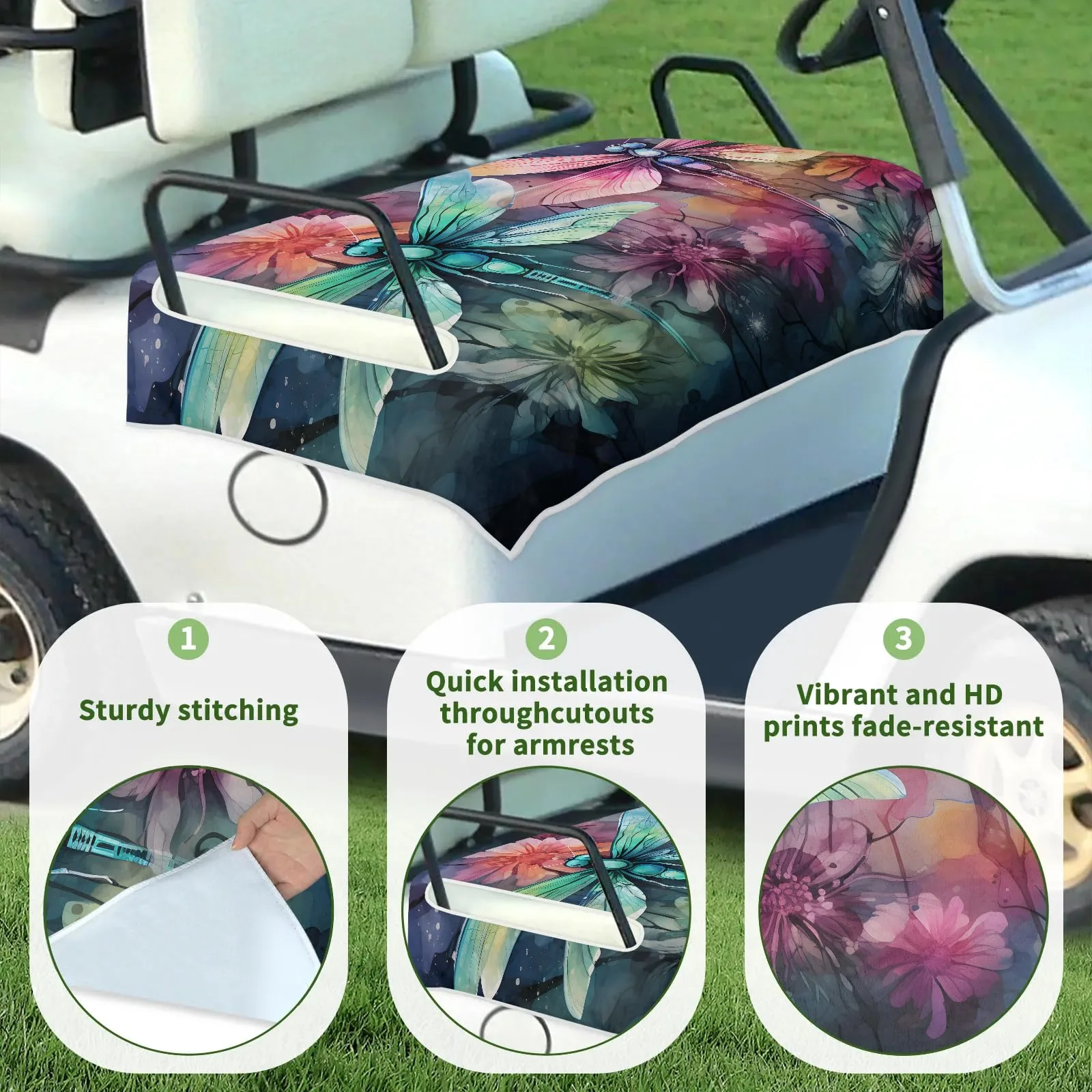 Tiveruda Floral Golf Cart Seat Cover, 51 x 31 Inches image 3