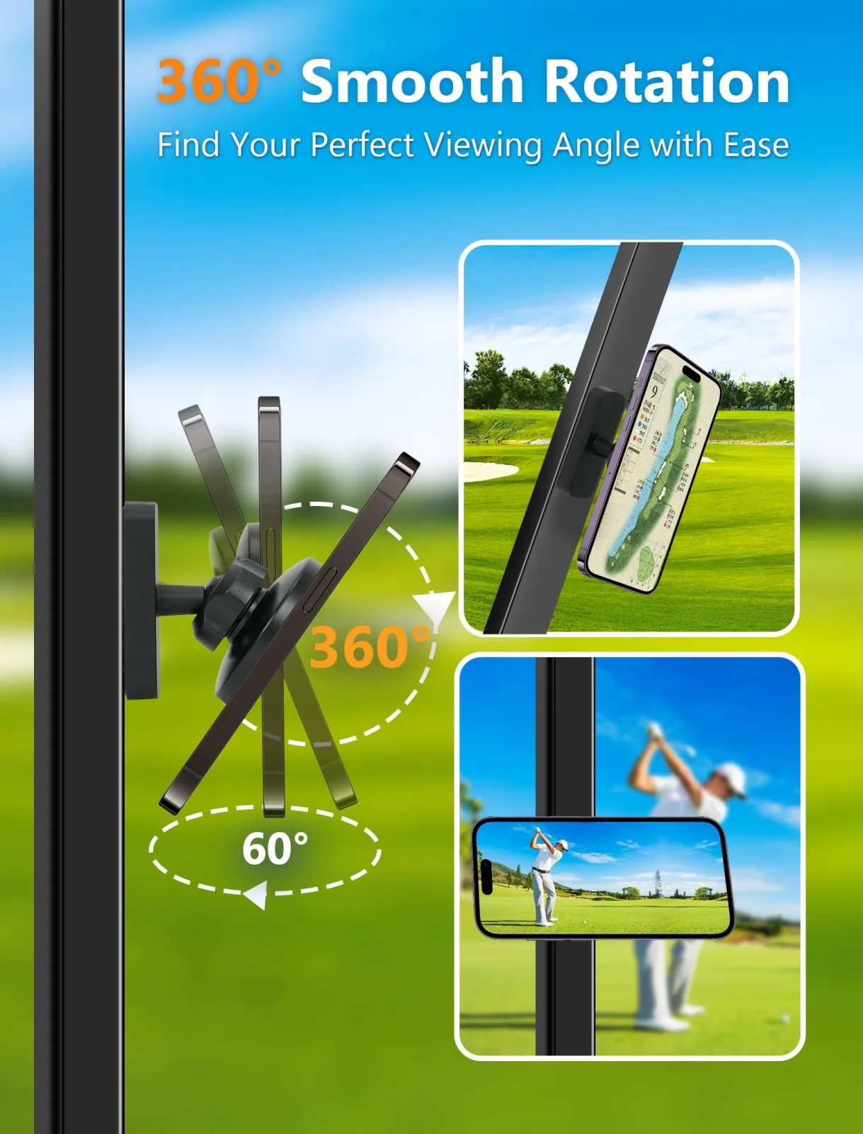 MAGOLFIN M90K Magnetic Golf Cart Phone Holder image 3