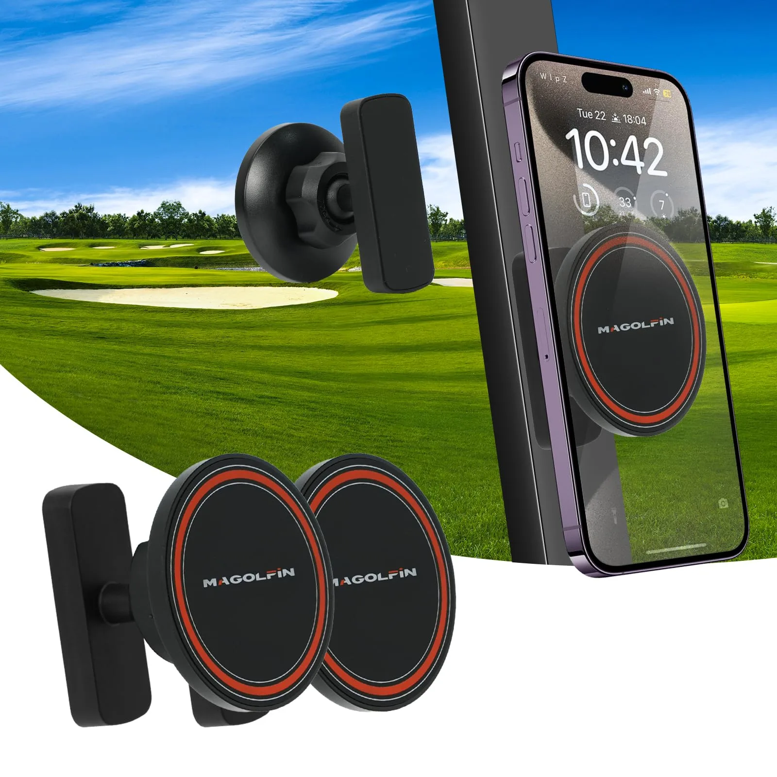 MAGOLFIN M90K Magnetic Golf Cart Phone Holder