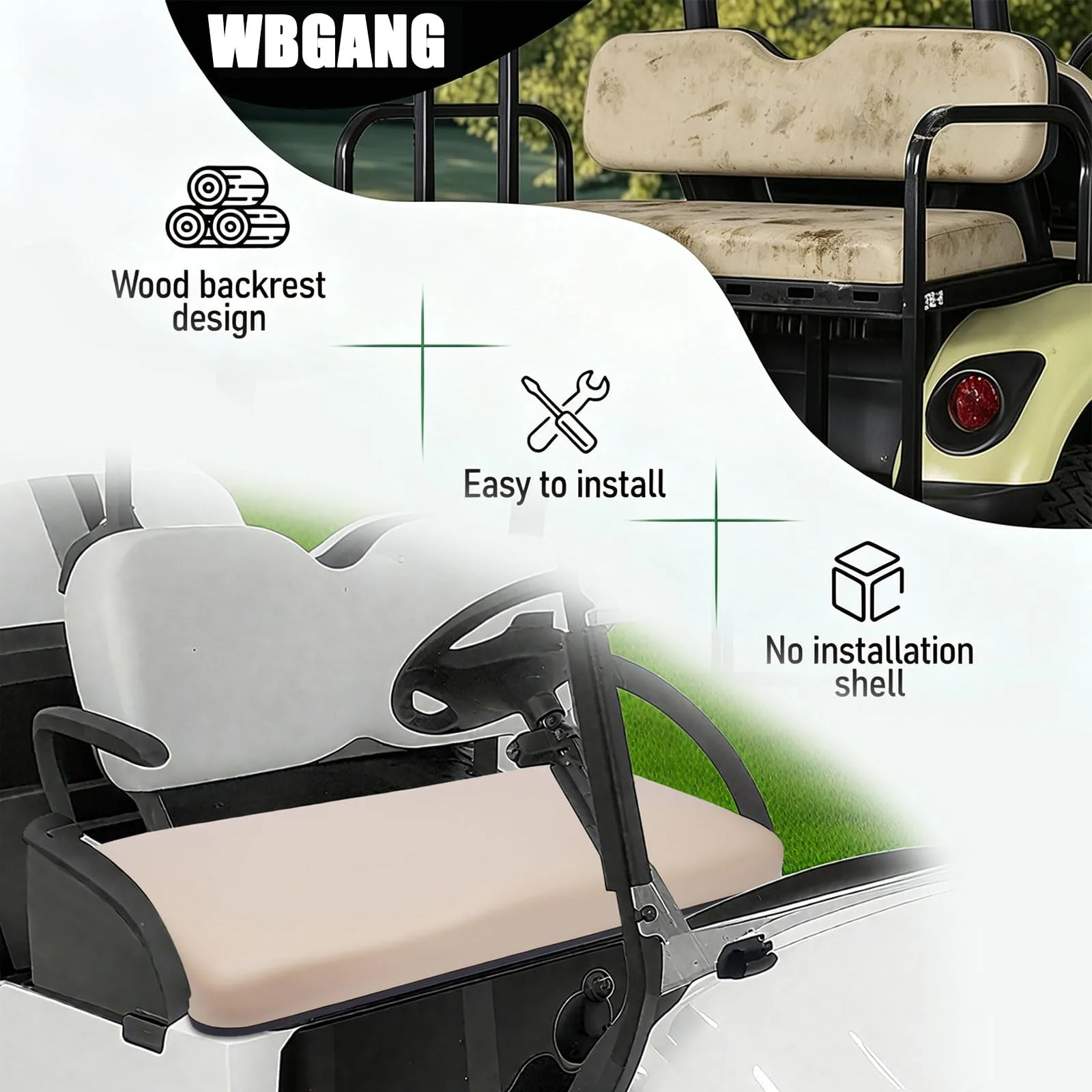 WBGANG Front Seat Bottom for Club Car Precedent image 3