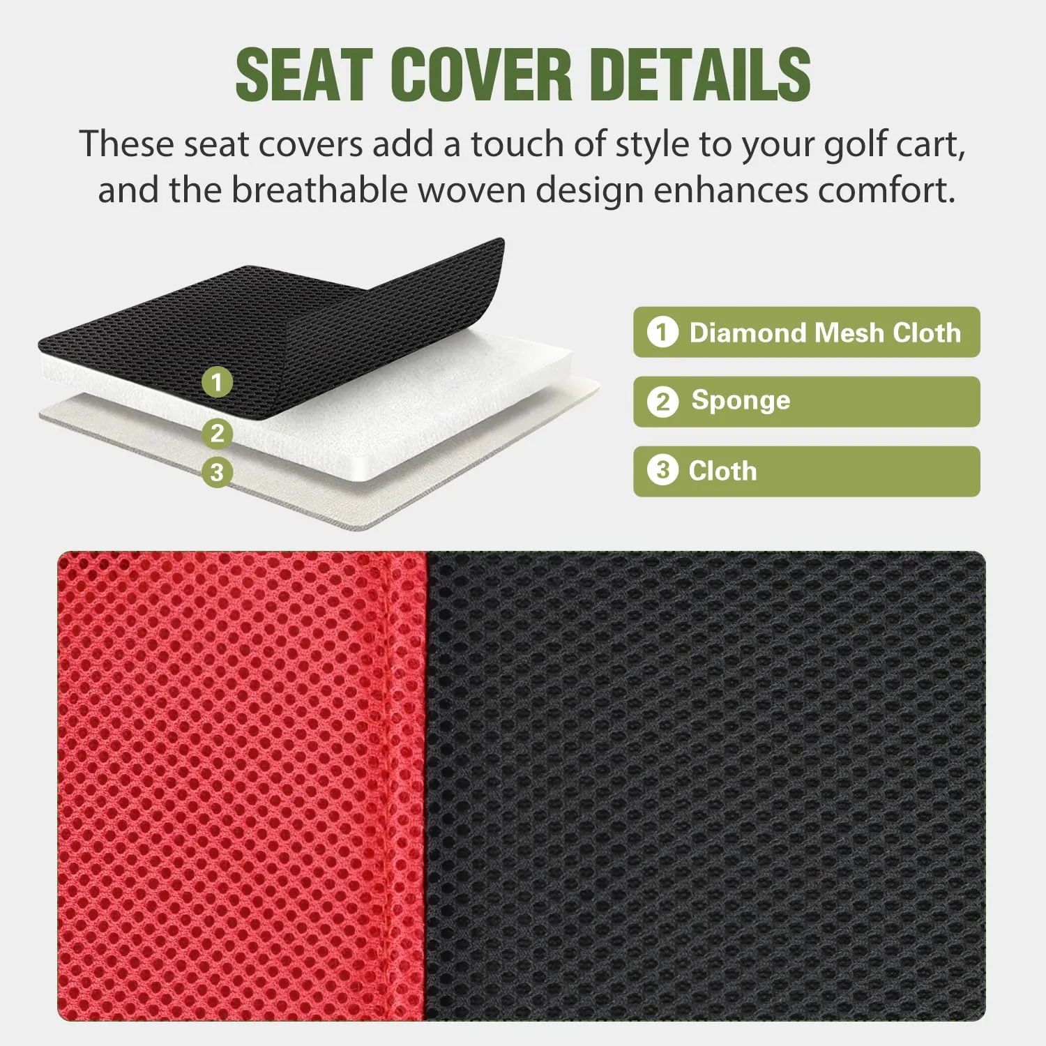 Nilight Seat-141 Golf Cart Seat Covers for E-Z-GO and Club Car image 3