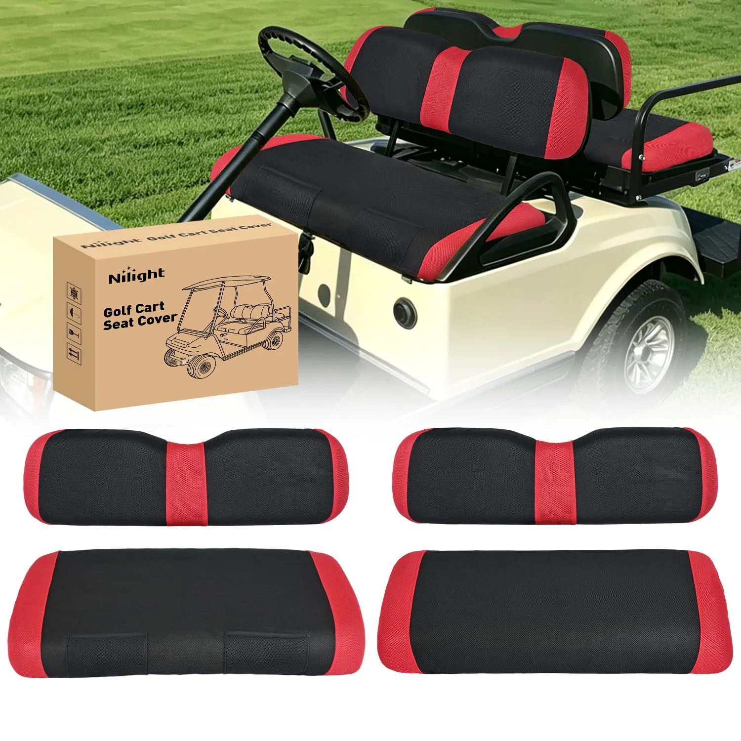 Nilight Seat-141 Golf Cart Seat Covers for E-Z-GO and Club Car