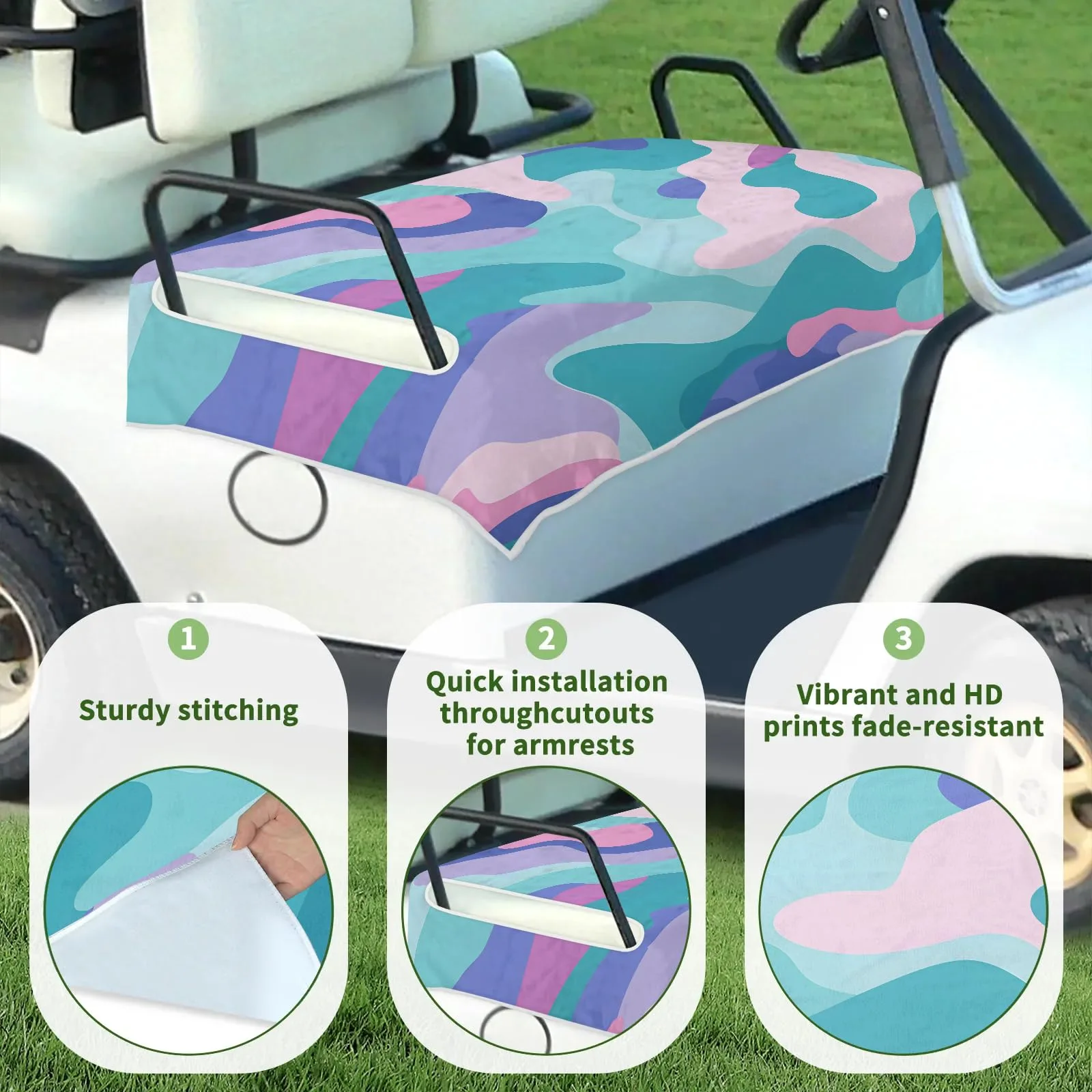 Tiveruda 51 x 31 in Abstract Camouflage Golf Cart Seat Cover - Polyester image 3