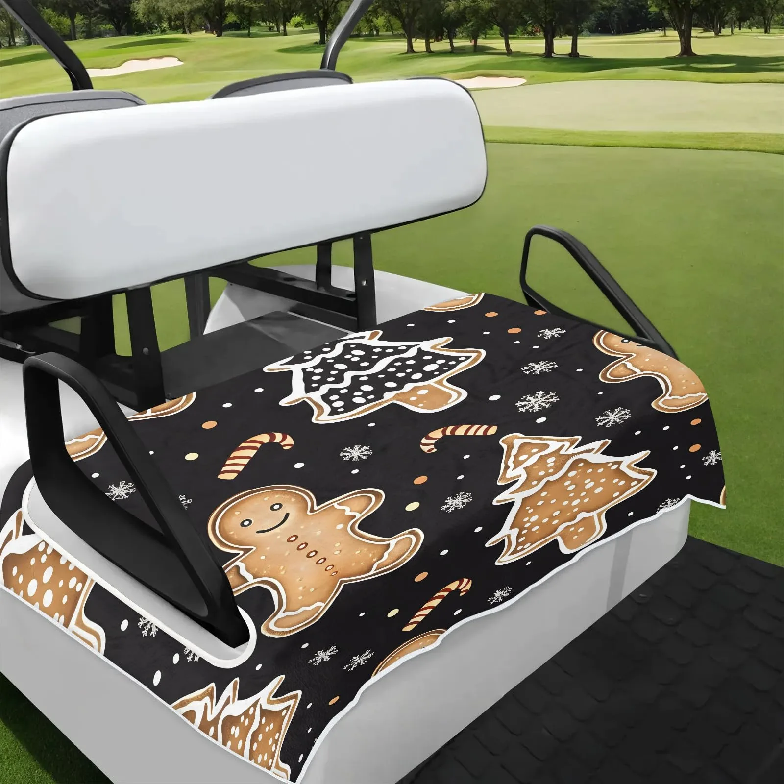 Tiveruda Gingerbread Golf Cart Seat Cover, 51 x 31 in