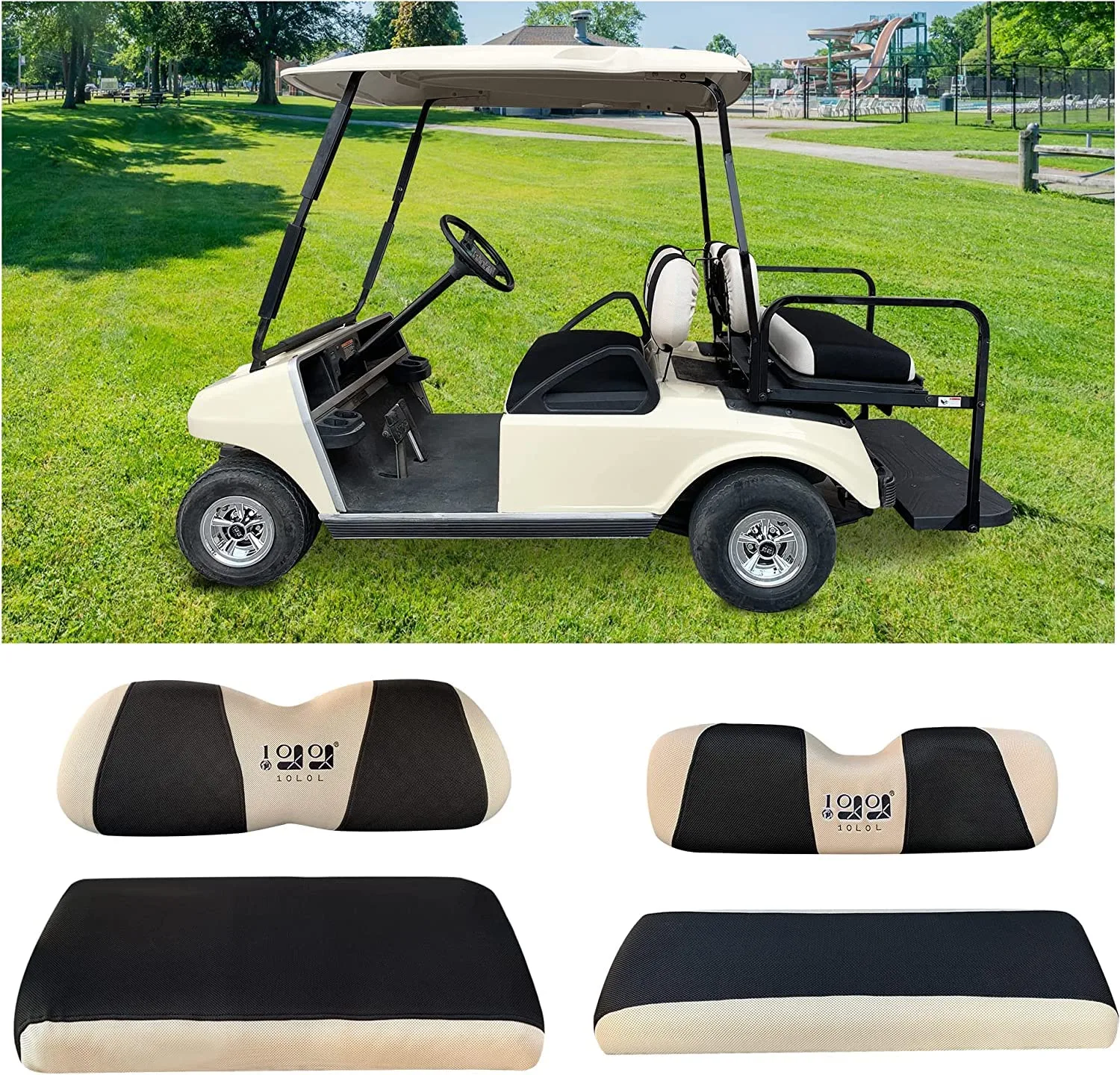 10L0L Golf Cart Front and Rear Seat Cover Set