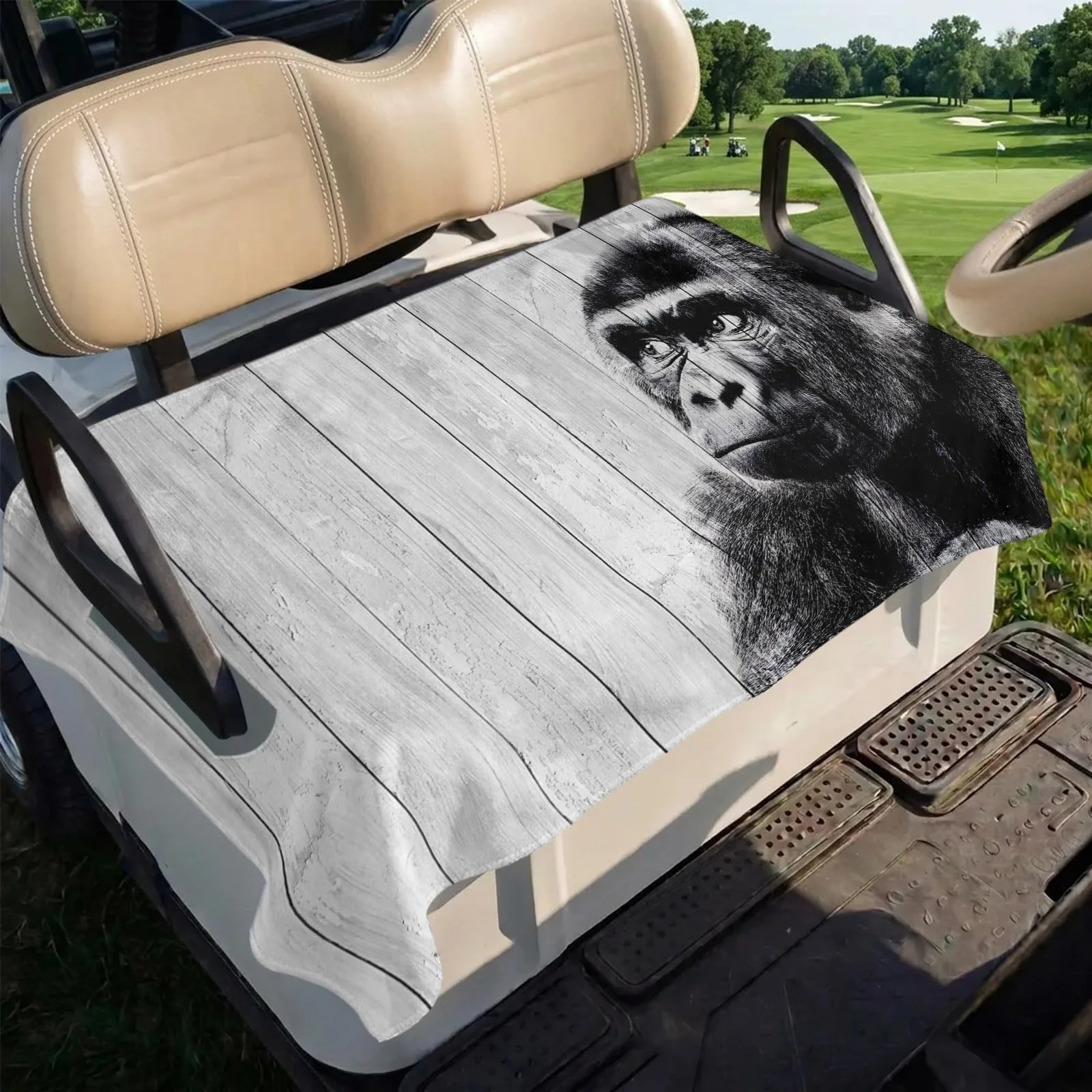 Trosturdspn 51"x31" Microfiber Golf Cart Seat Cover – Black Monkey Retro image 4