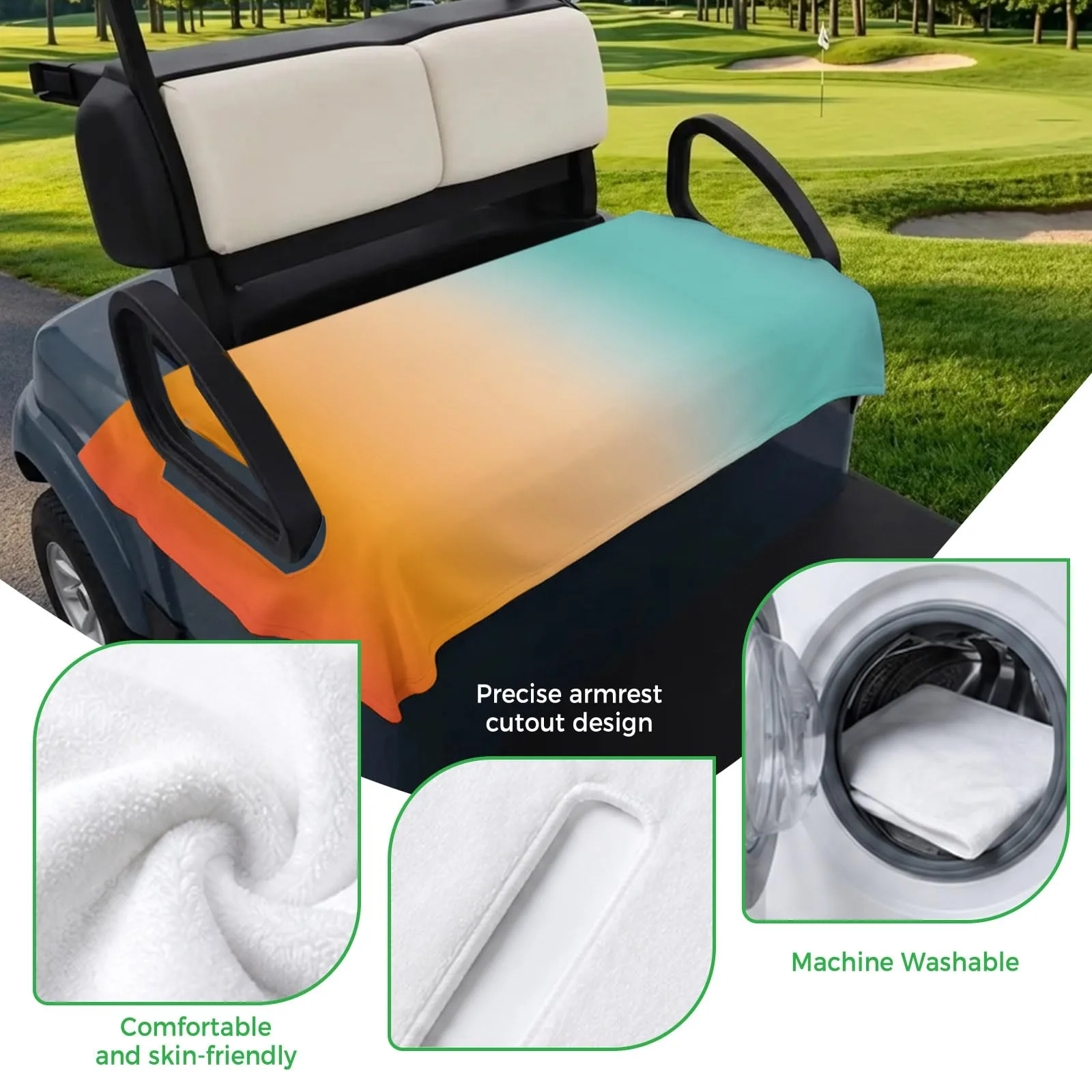 Trosturdspn Golf Cart Seat Cover, 51 x 31 Inch image 3