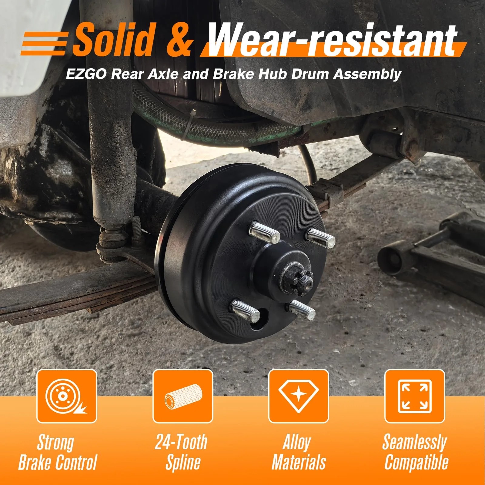 GODCTSUP E-Z-GO Rear Axle and Brake Drum Assembly image 2
